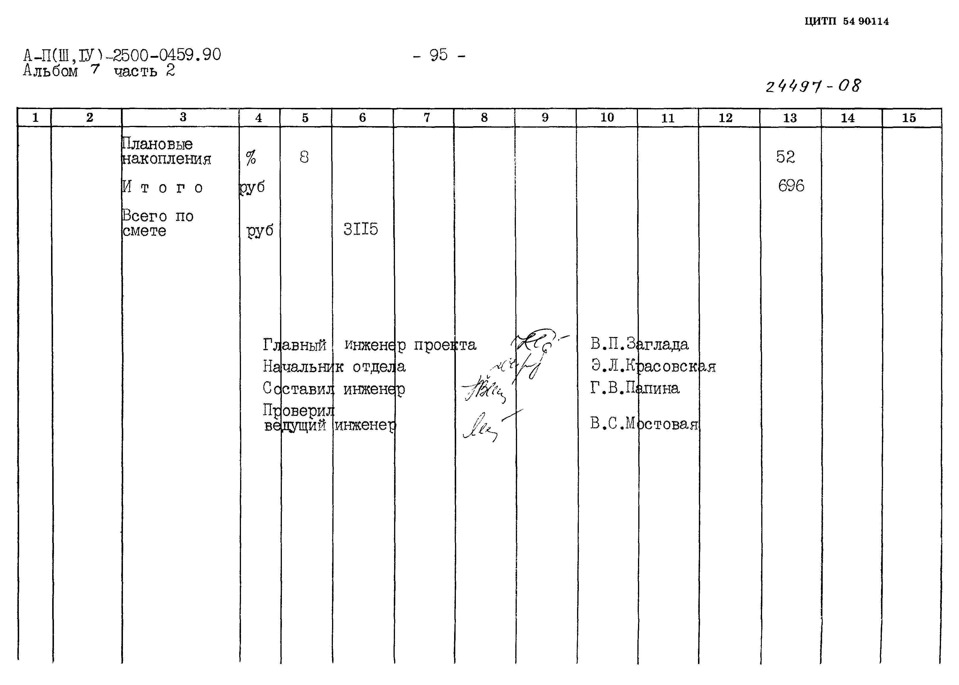 Типовые проектные решения А-II(III,IV)-2500-0459.90