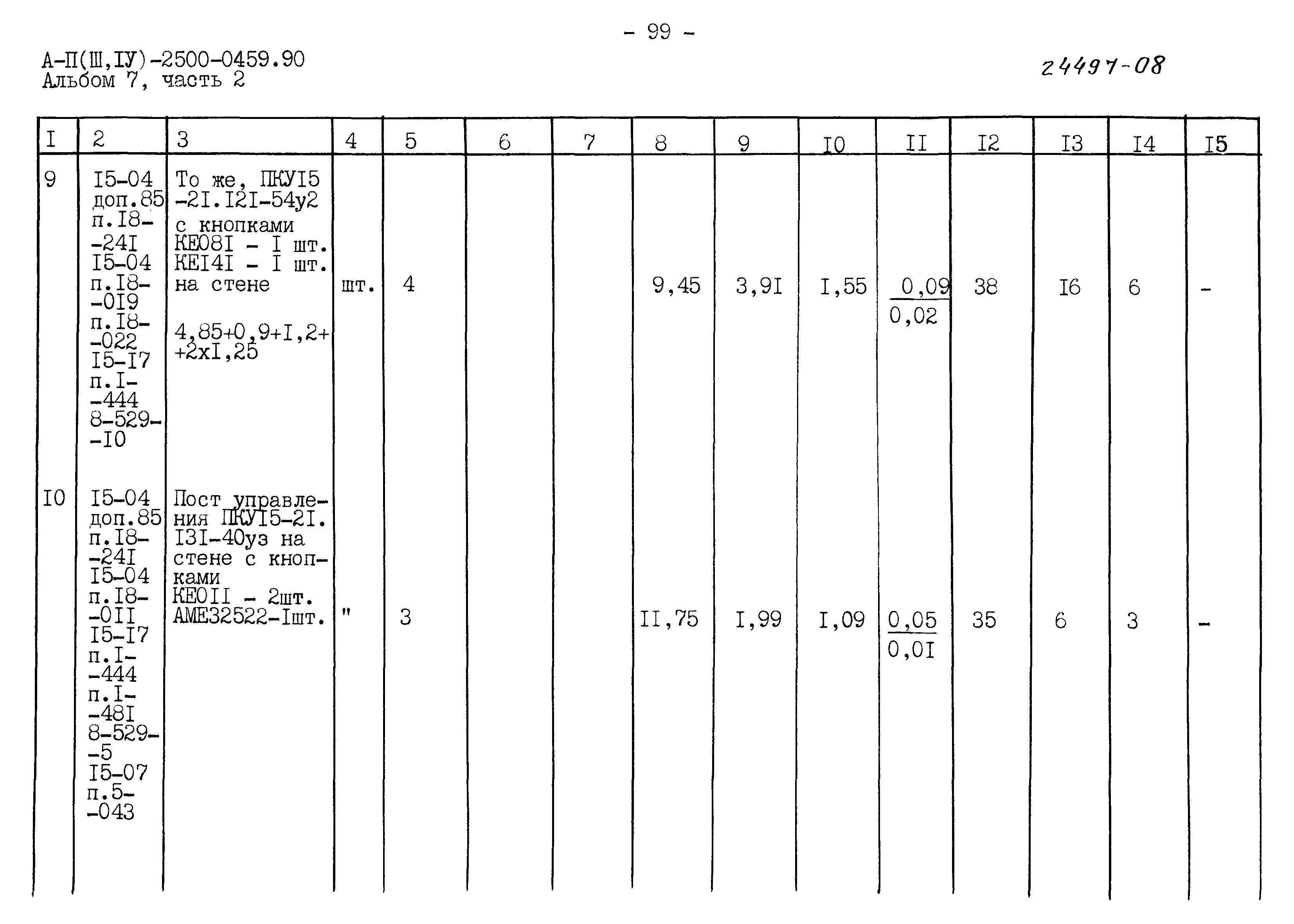 Типовые проектные решения А-II(III,IV)-2500-0459.90