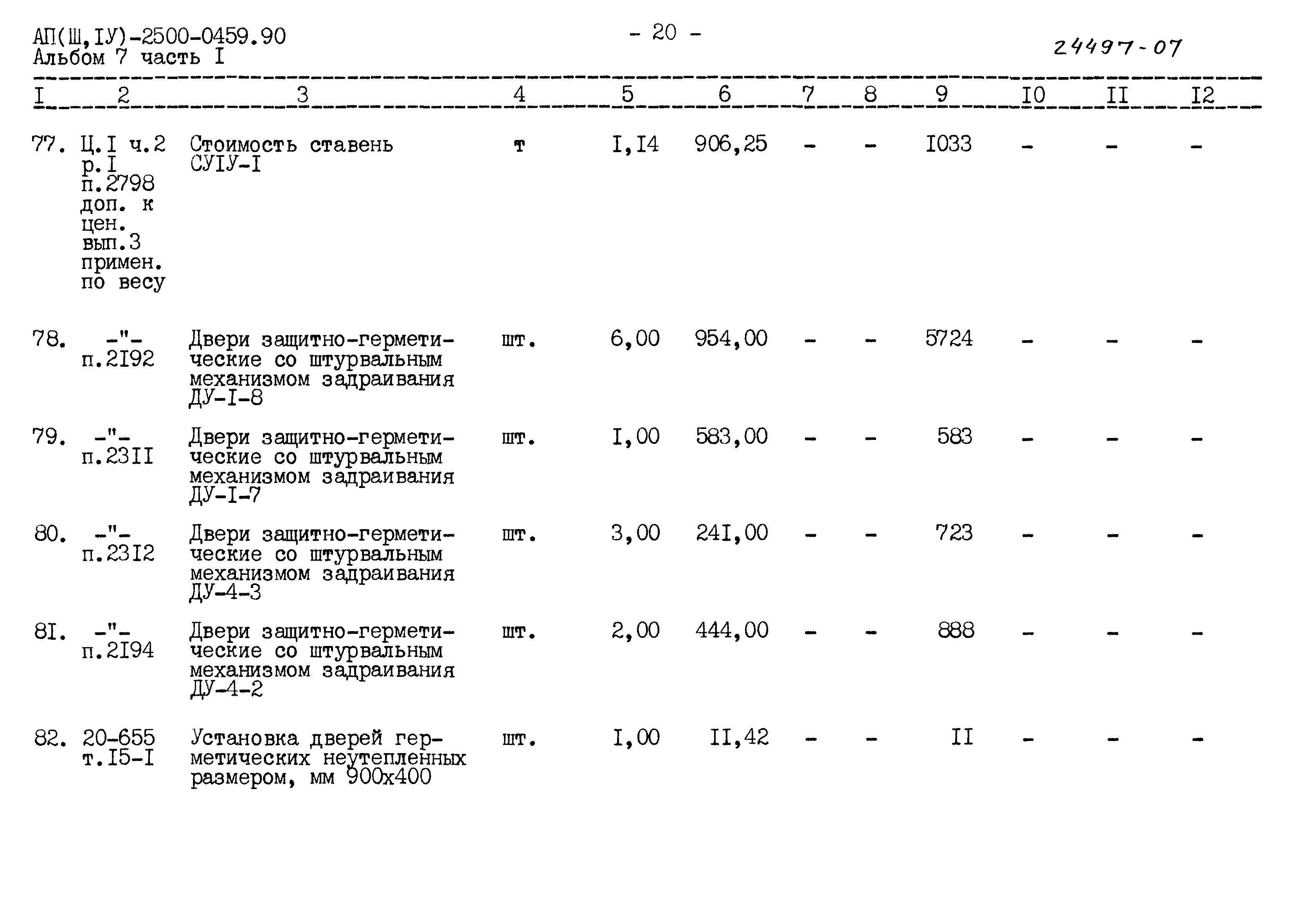 Типовые проектные решения А-II(III,IV)-2500-0459.90