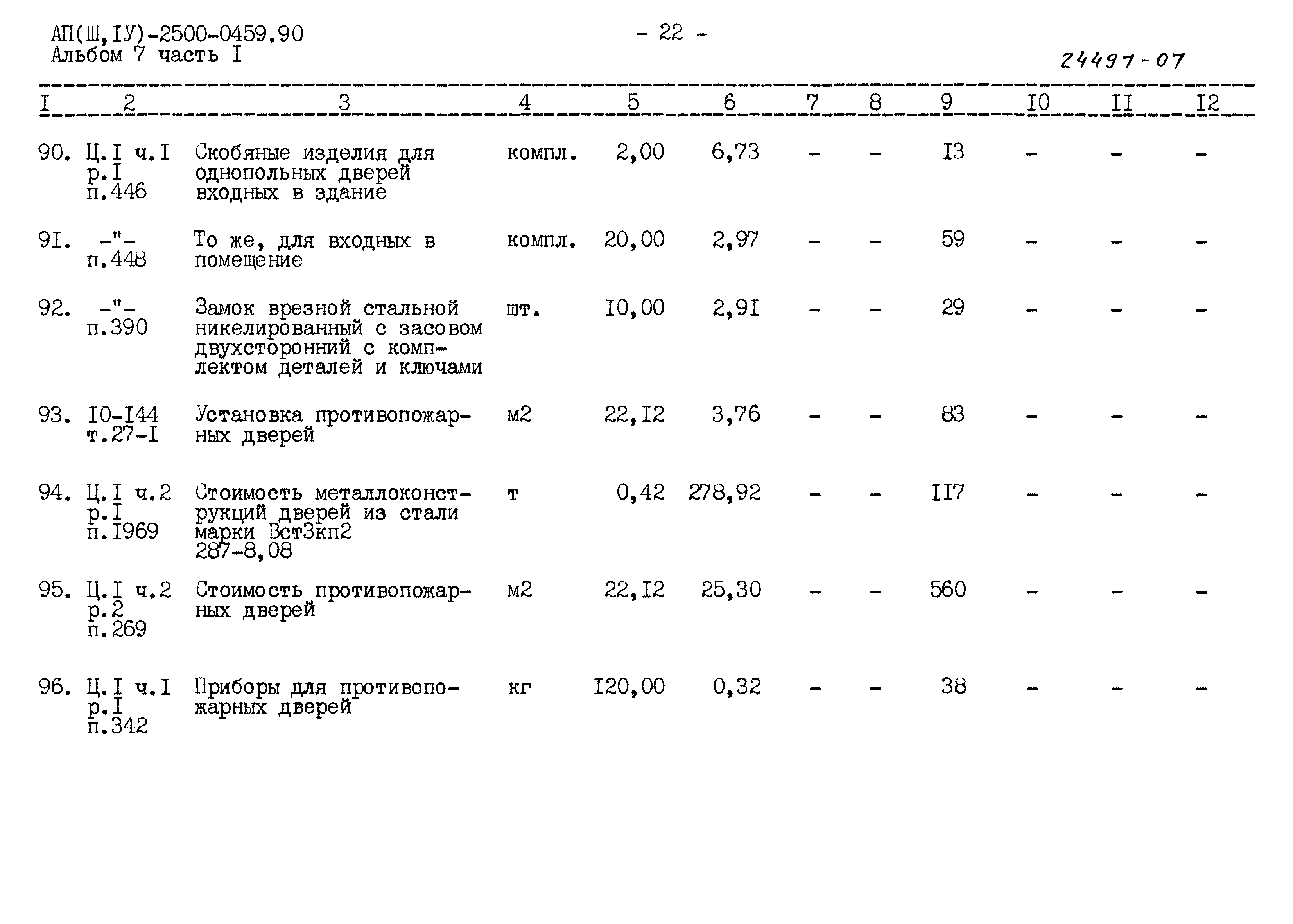Типовые проектные решения А-II(III,IV)-2500-0459.90