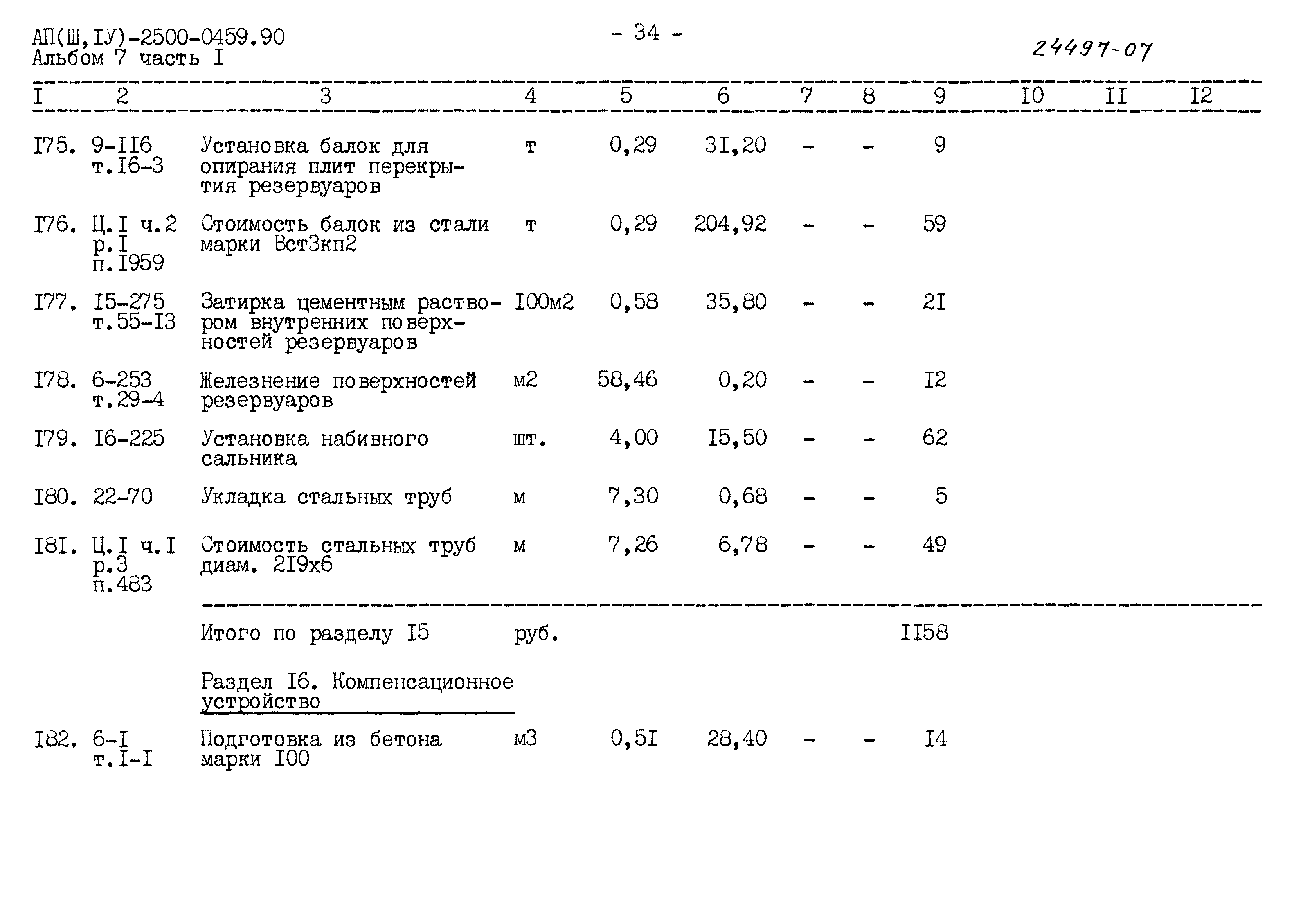 Типовые проектные решения А-II(III,IV)-2500-0459.90