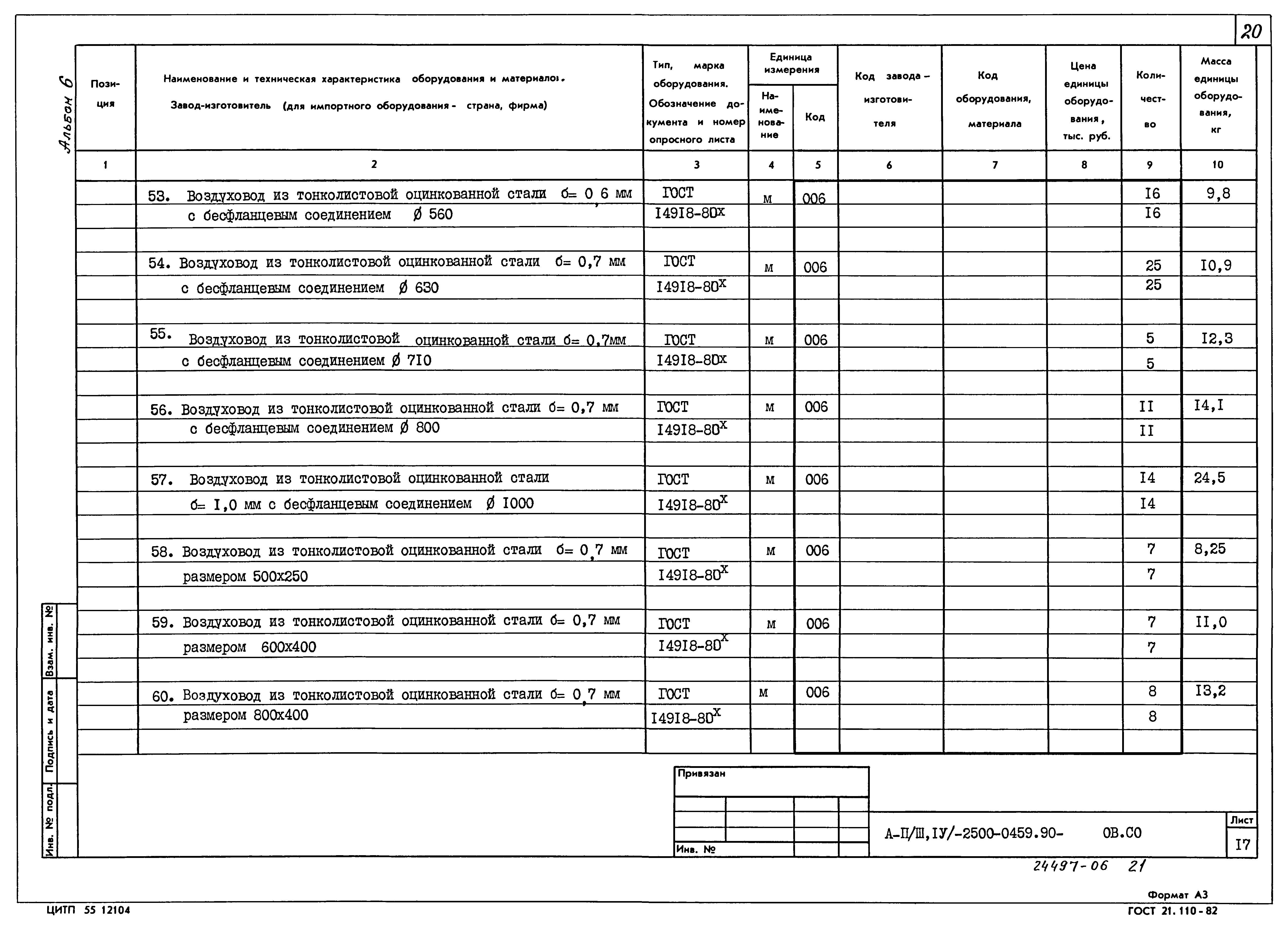 Типовые проектные решения А-II(III,IV)-2500-0459.90