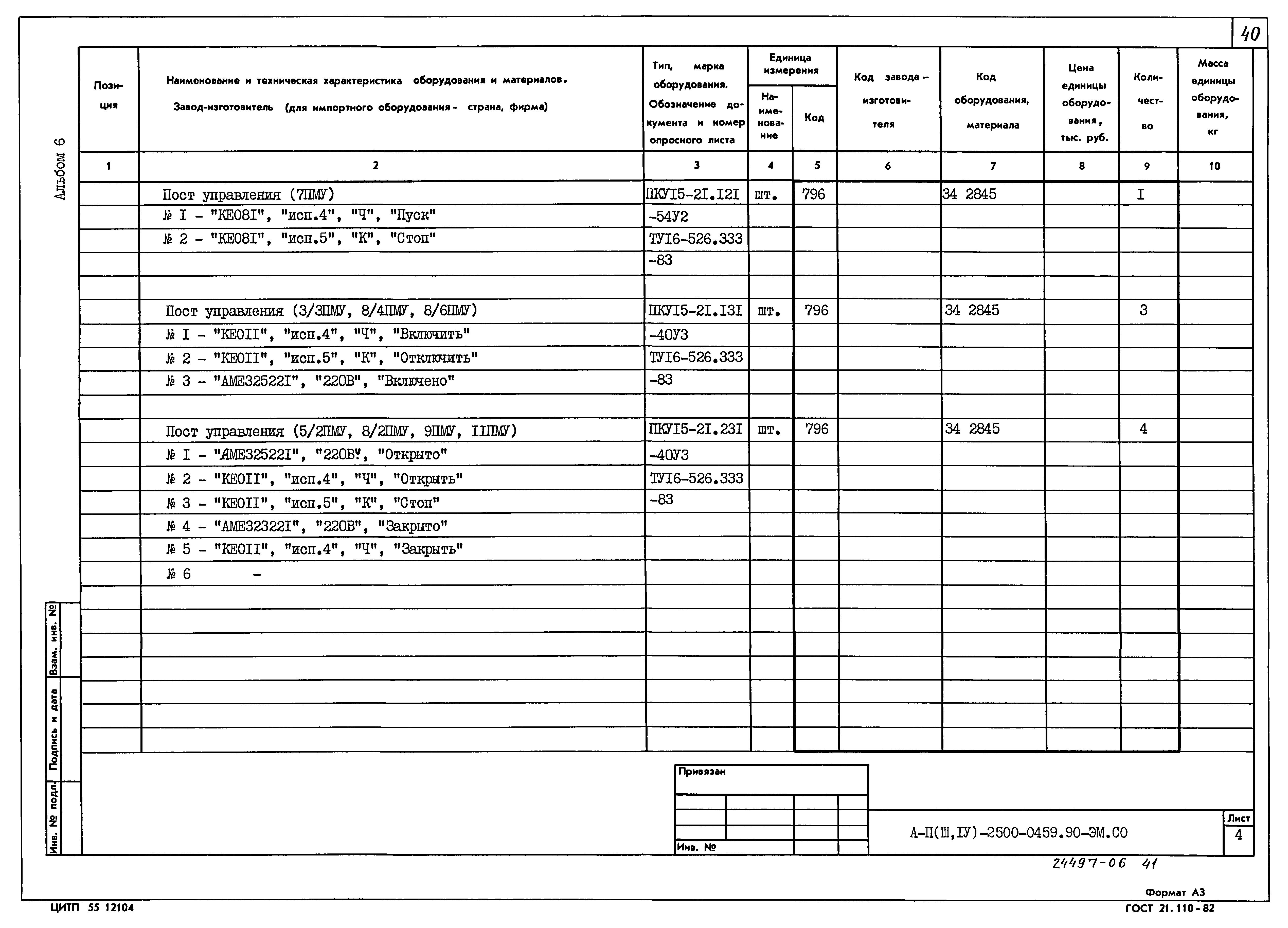 Типовые проектные решения А-II(III,IV)-2500-0459.90