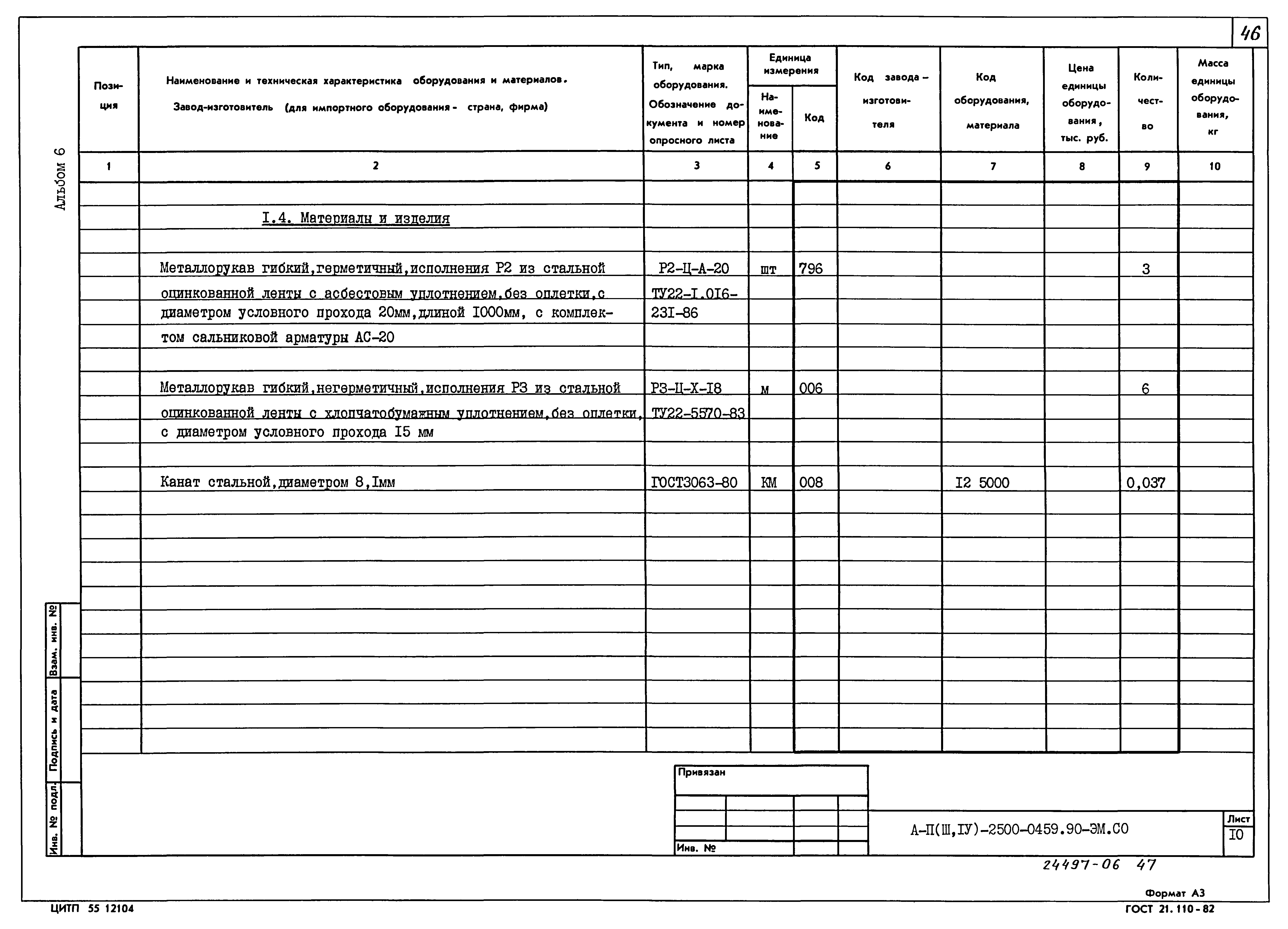 Типовые проектные решения А-II(III,IV)-2500-0459.90