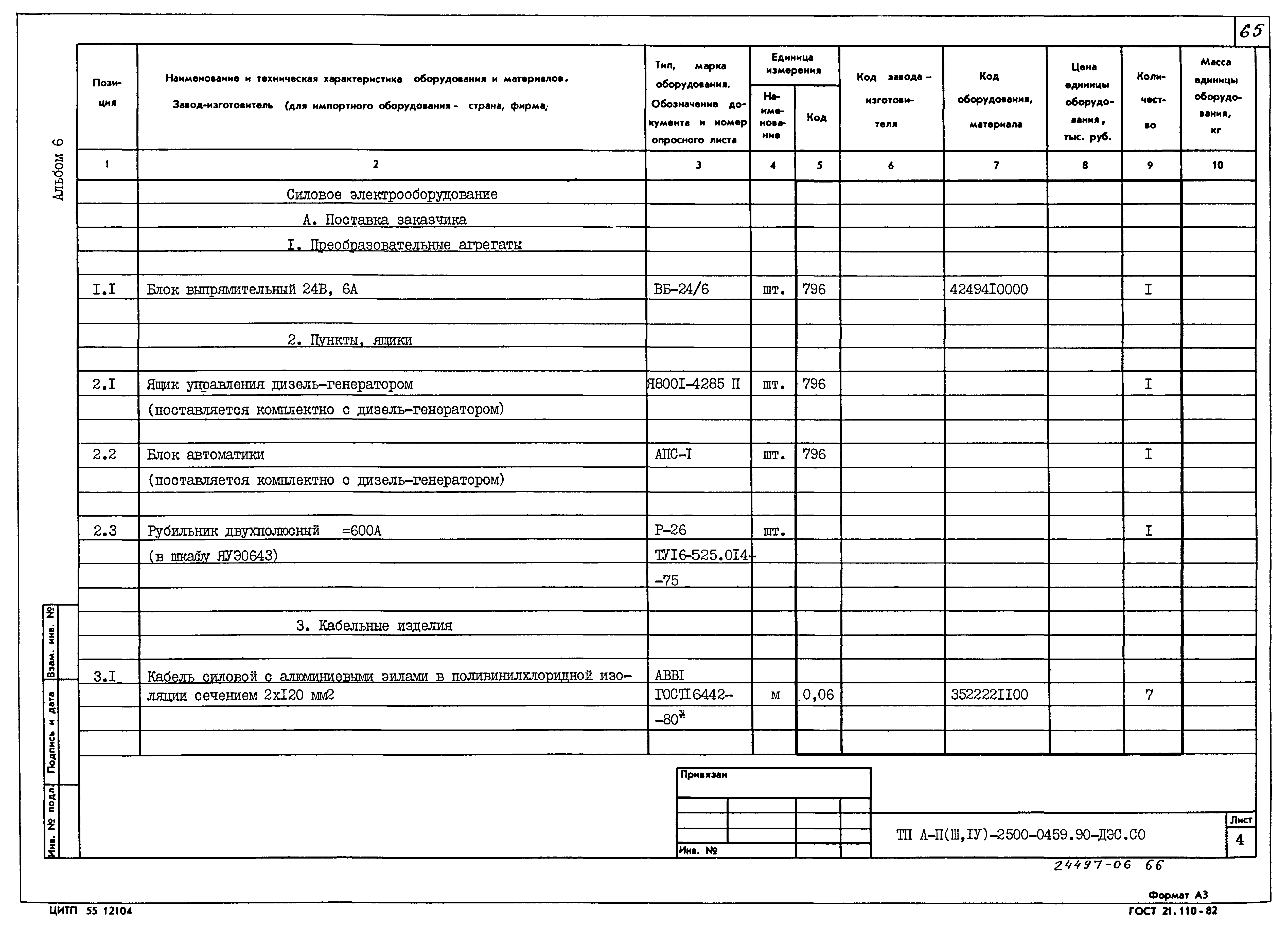 Типовые проектные решения А-II(III,IV)-2500-0459.90