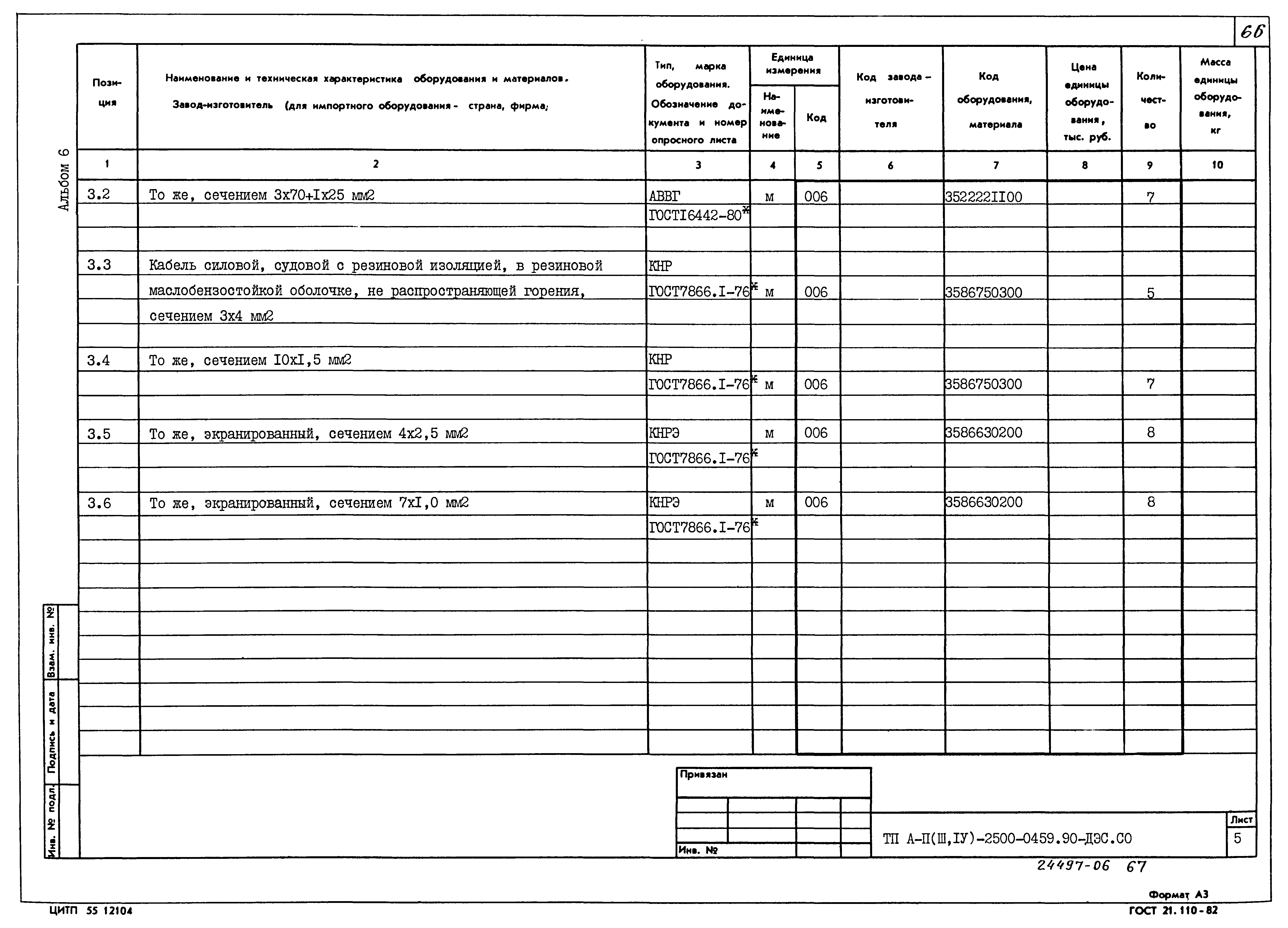 Типовые проектные решения А-II(III,IV)-2500-0459.90