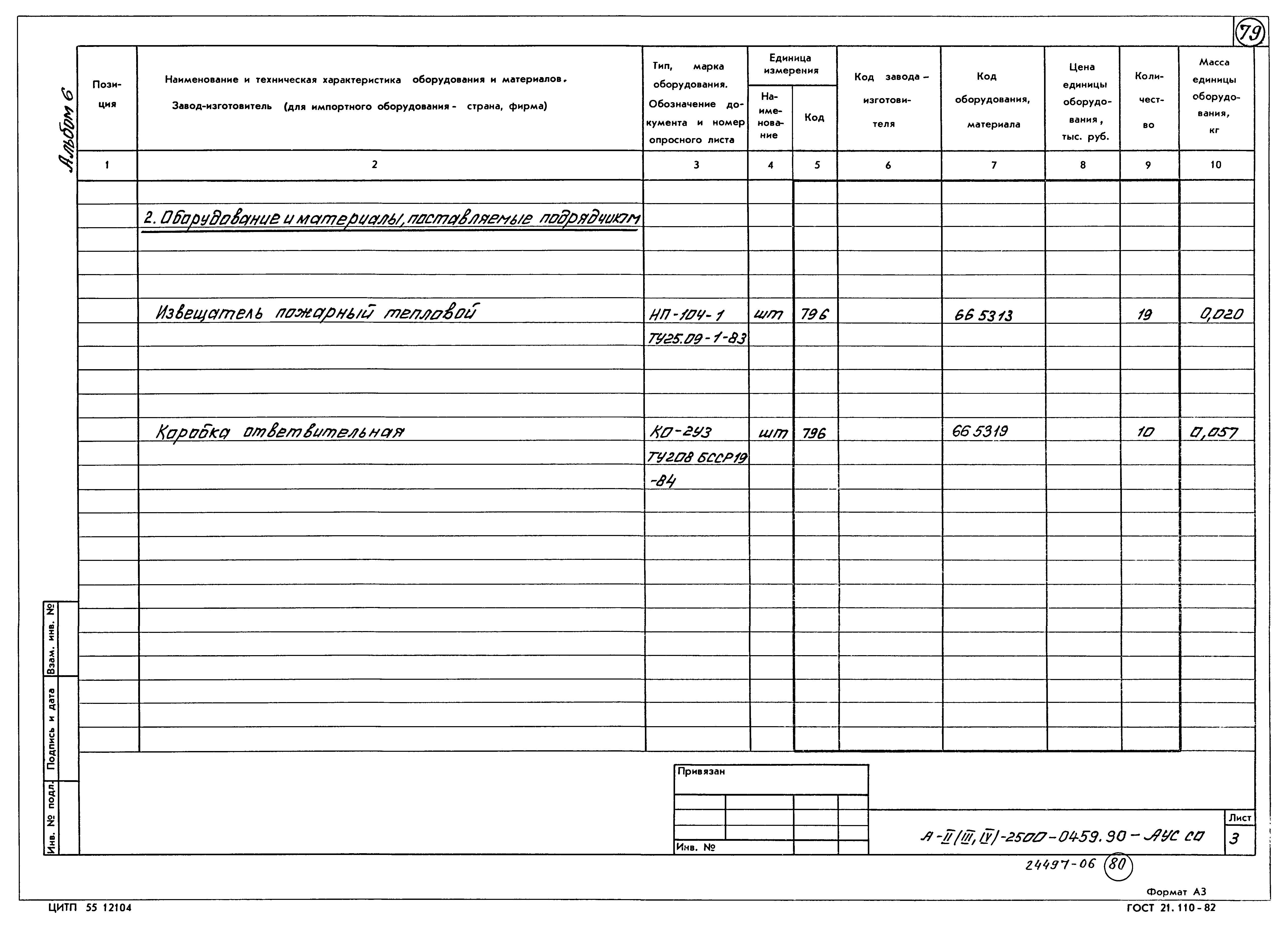 Типовые проектные решения А-II(III,IV)-2500-0459.90
