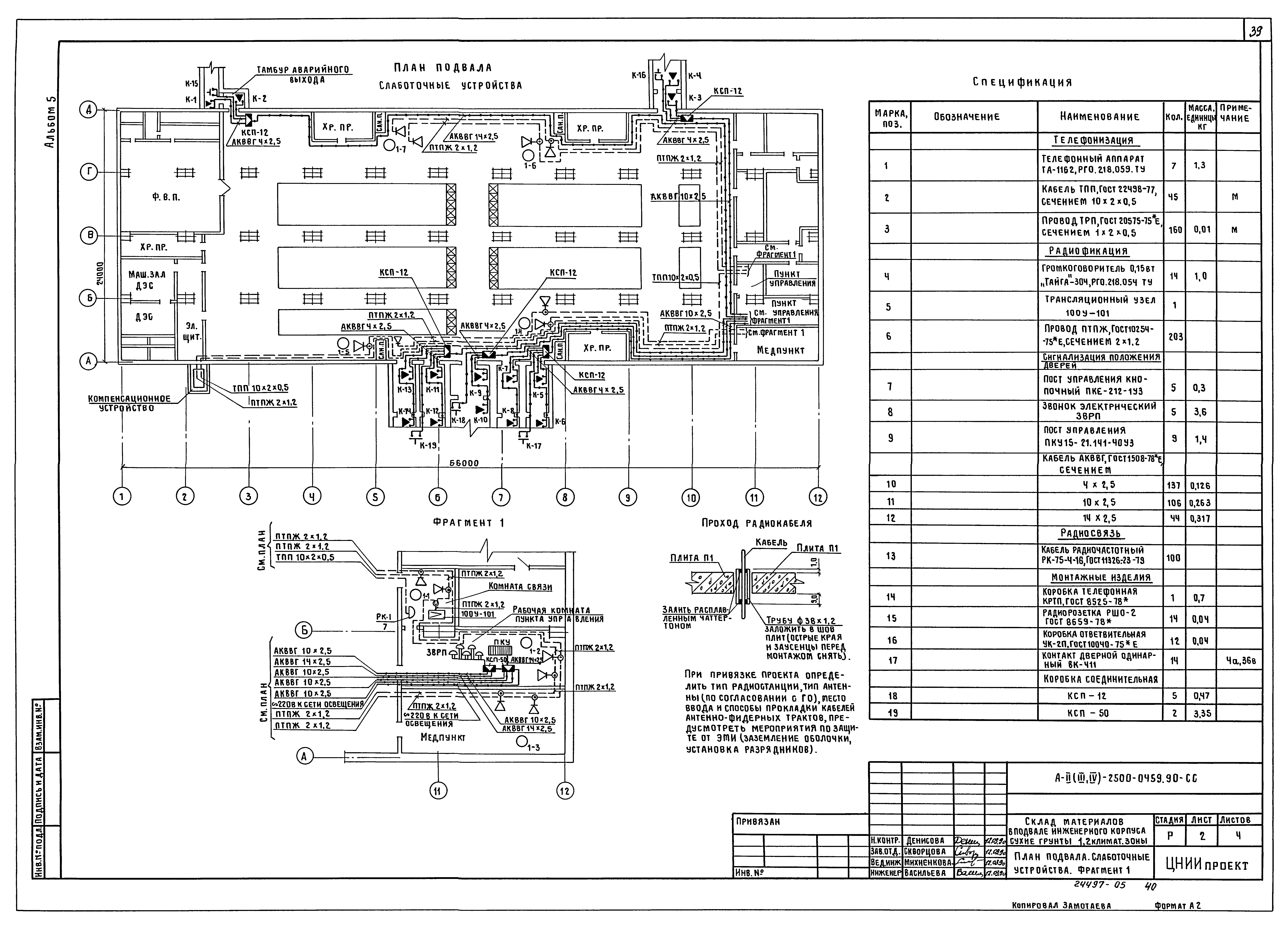 Типовые проектные решения А-II(III,IV)-2500-0459.90