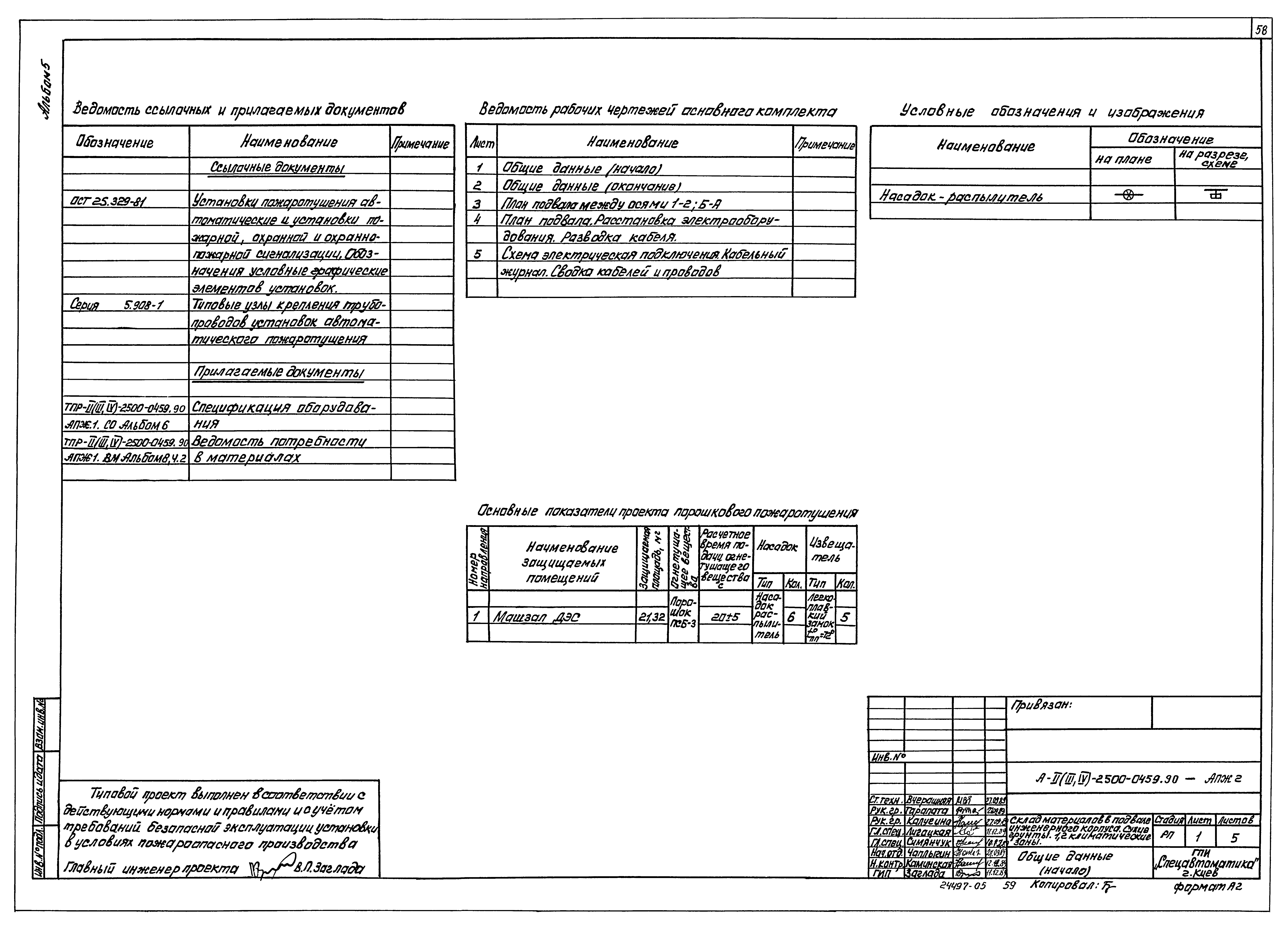 Типовые проектные решения А-II(III,IV)-2500-0459.90