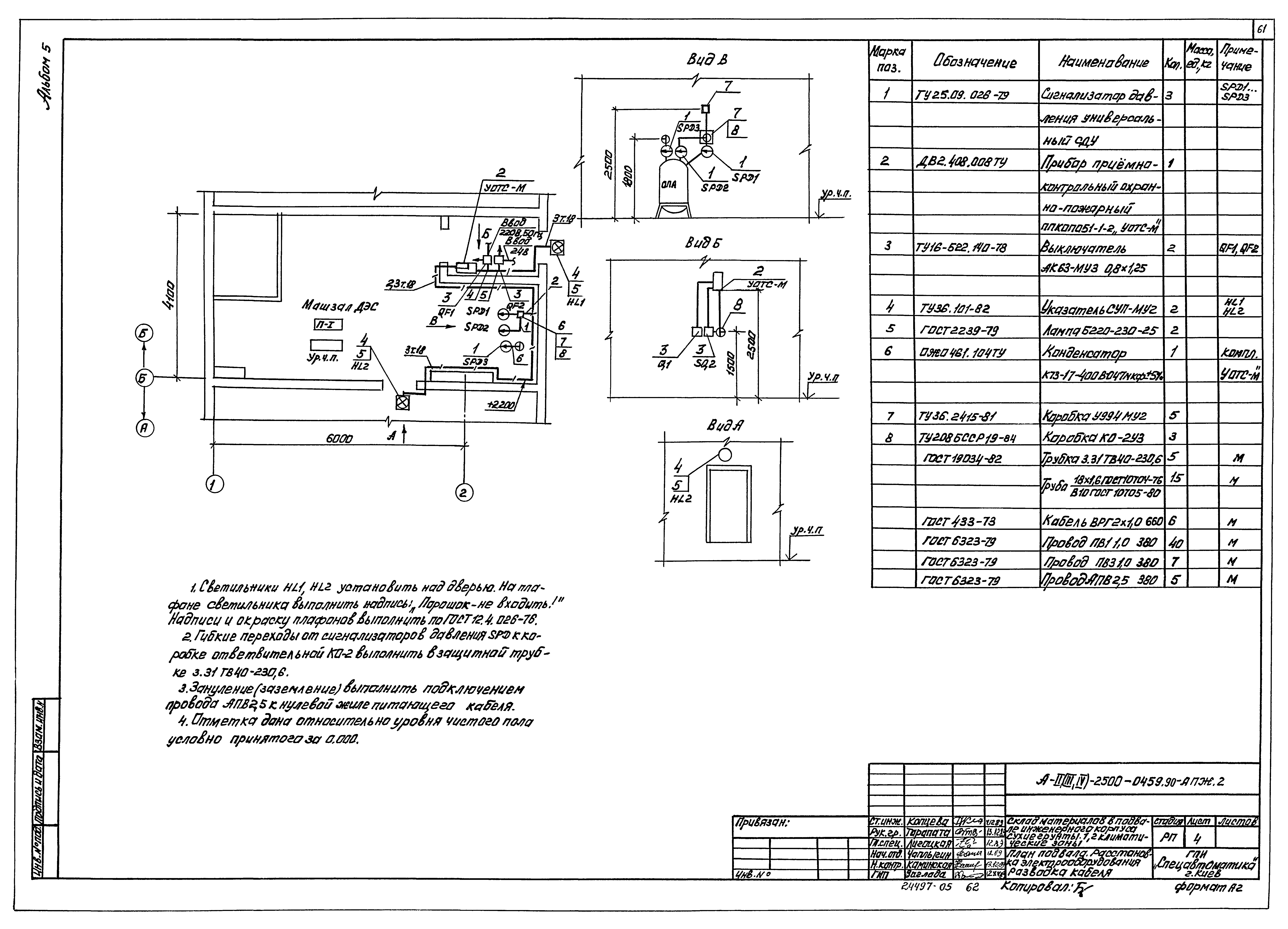 Типовые проектные решения А-II(III,IV)-2500-0459.90