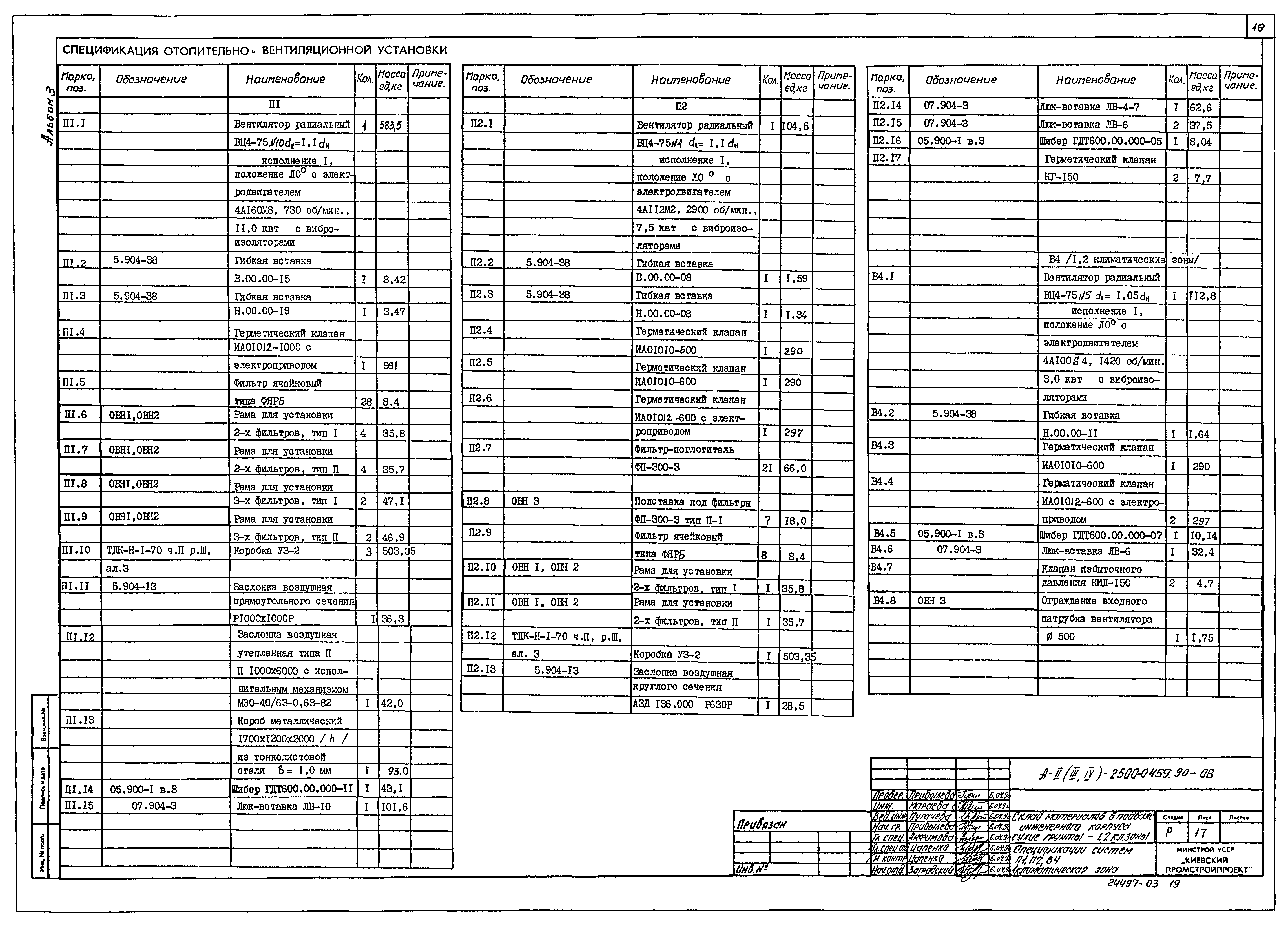 Типовые проектные решения А-II(III,IV)-2500-0459.90