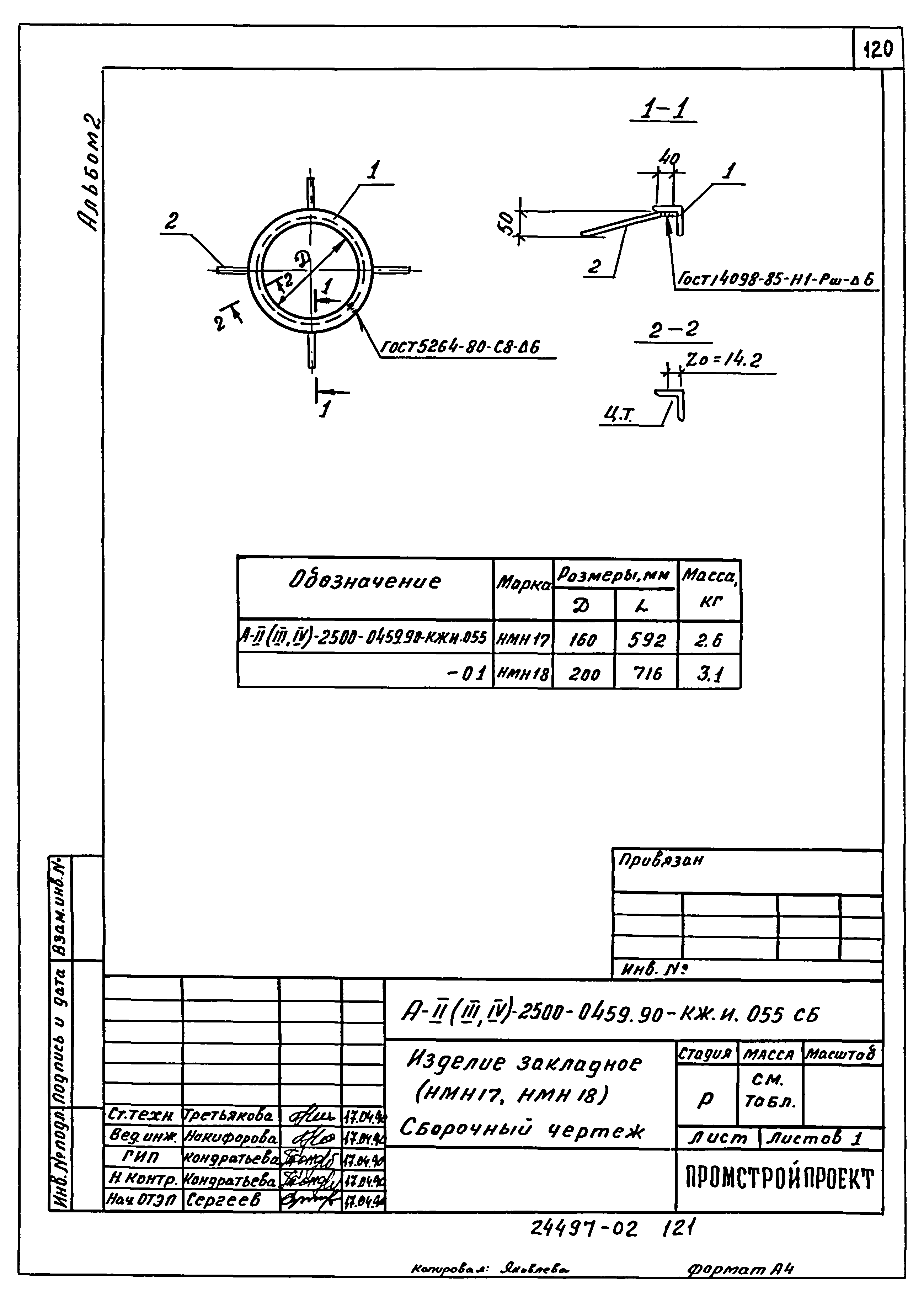Типовые проектные решения А-II(III,IV)-2500-0459.90