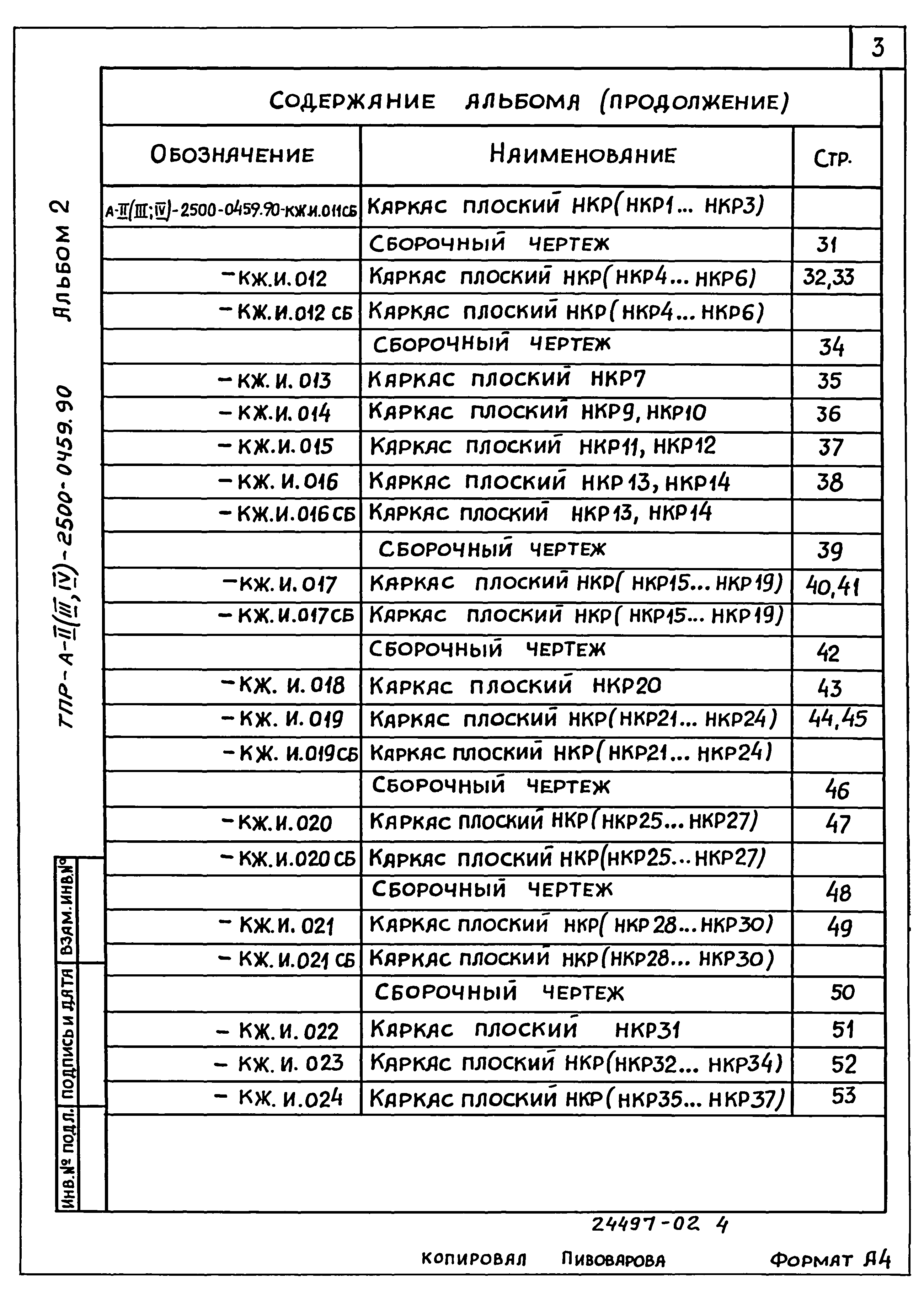 Типовые проектные решения А-II(III,IV)-2500-0459.90