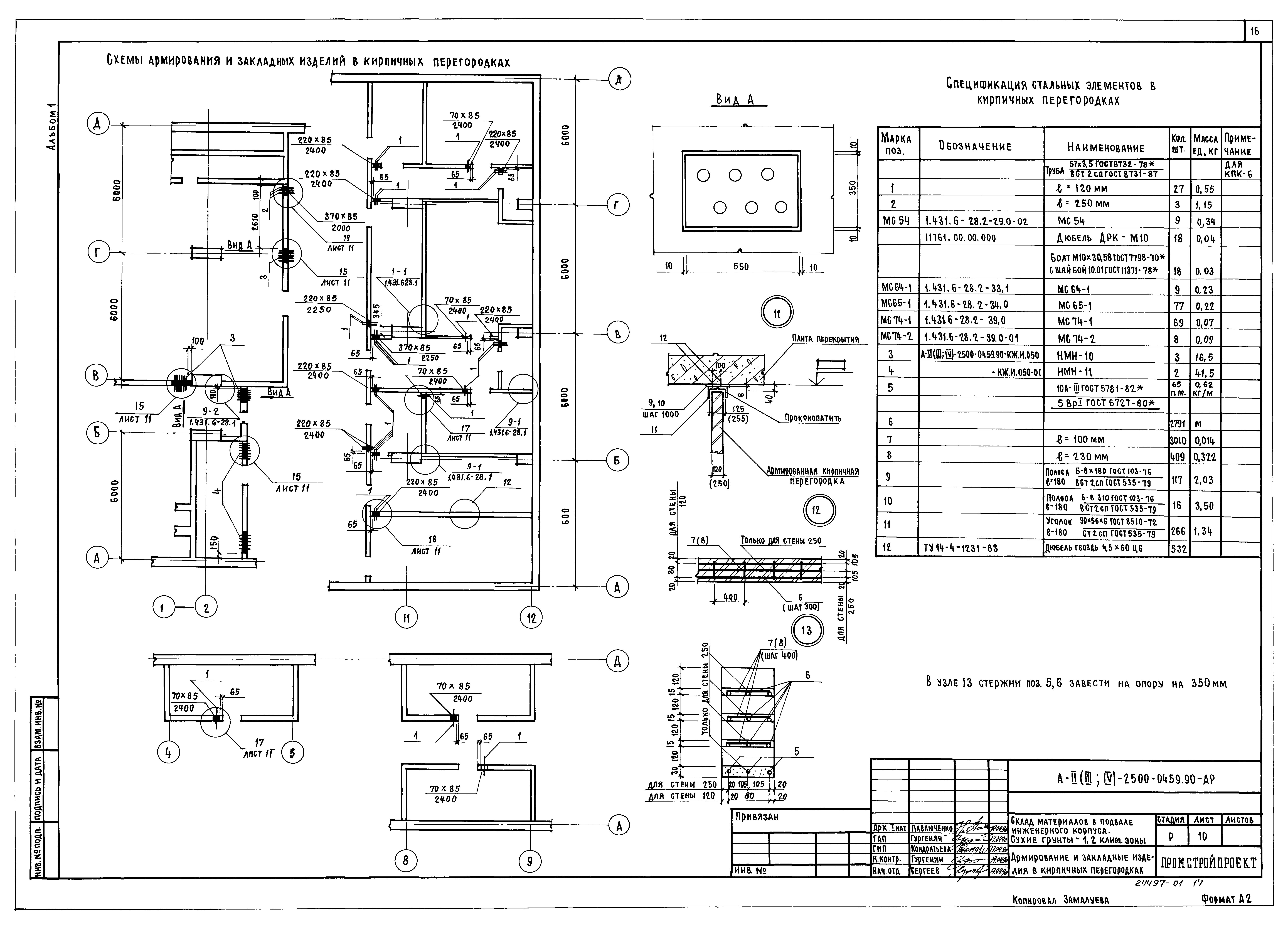 Типовые проектные решения А-II(III,IV)-2500-0459.90