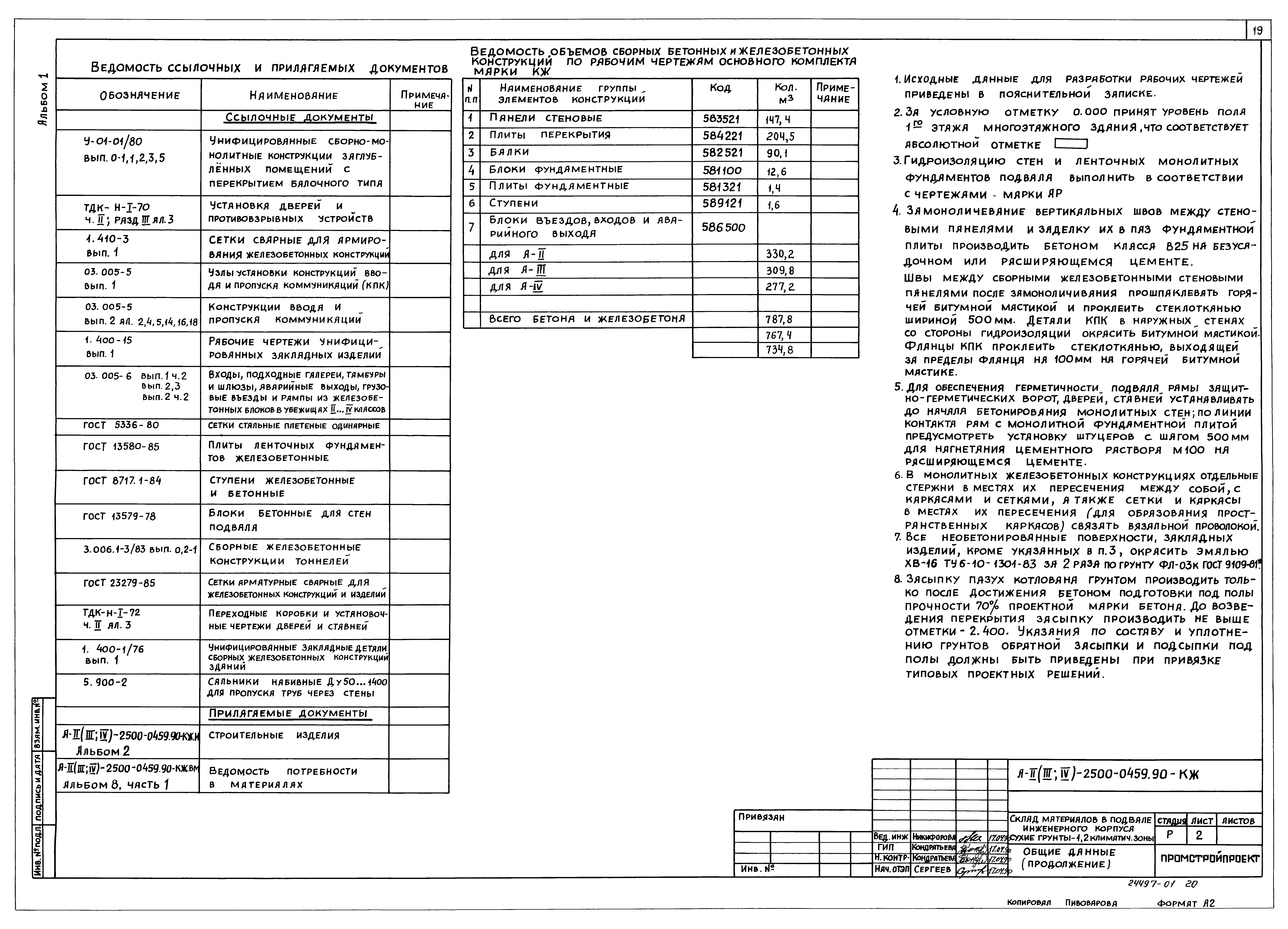 Типовые проектные решения А-II(III,IV)-2500-0459.90