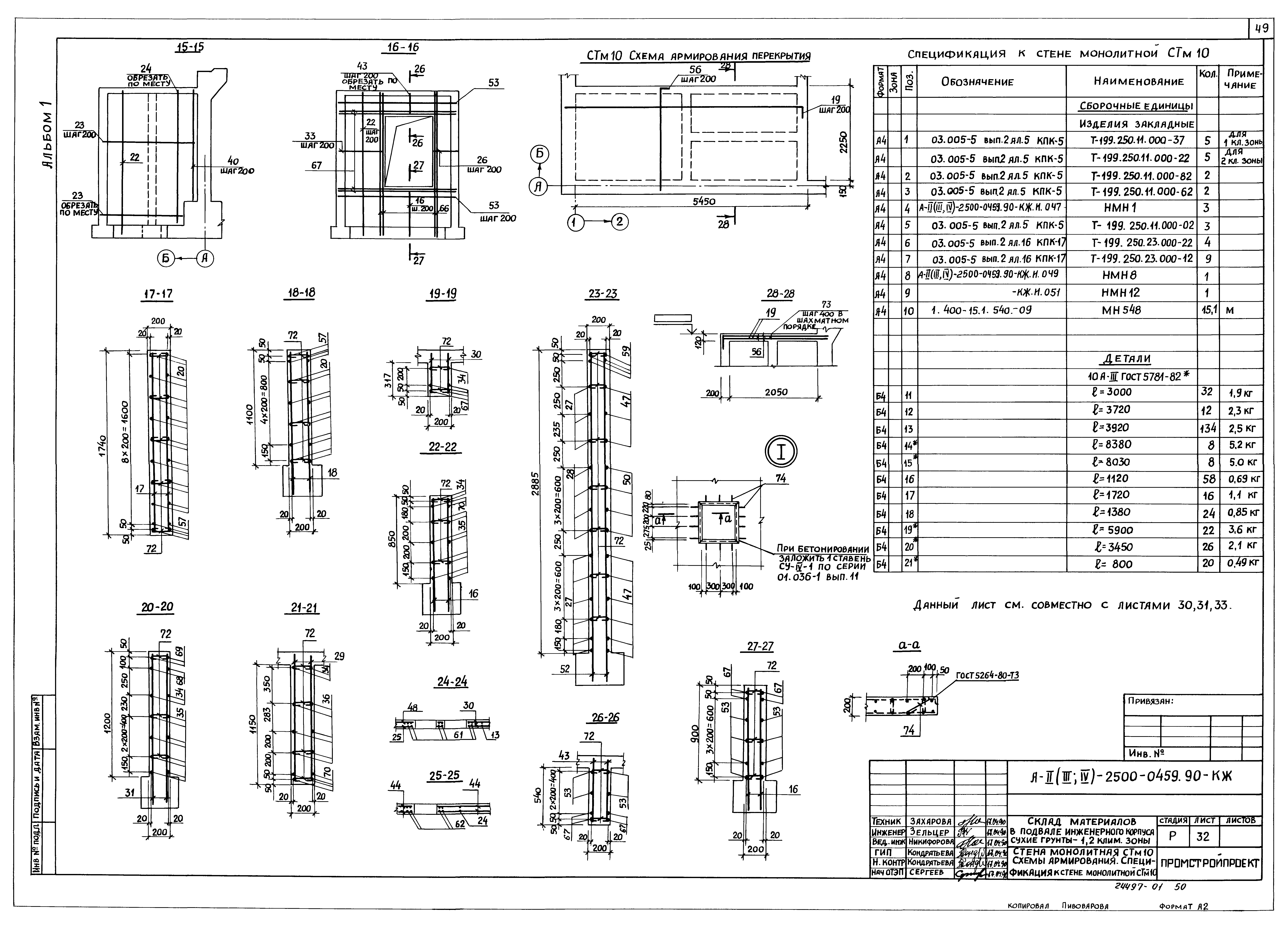 Типовые проектные решения А-II(III,IV)-2500-0459.90