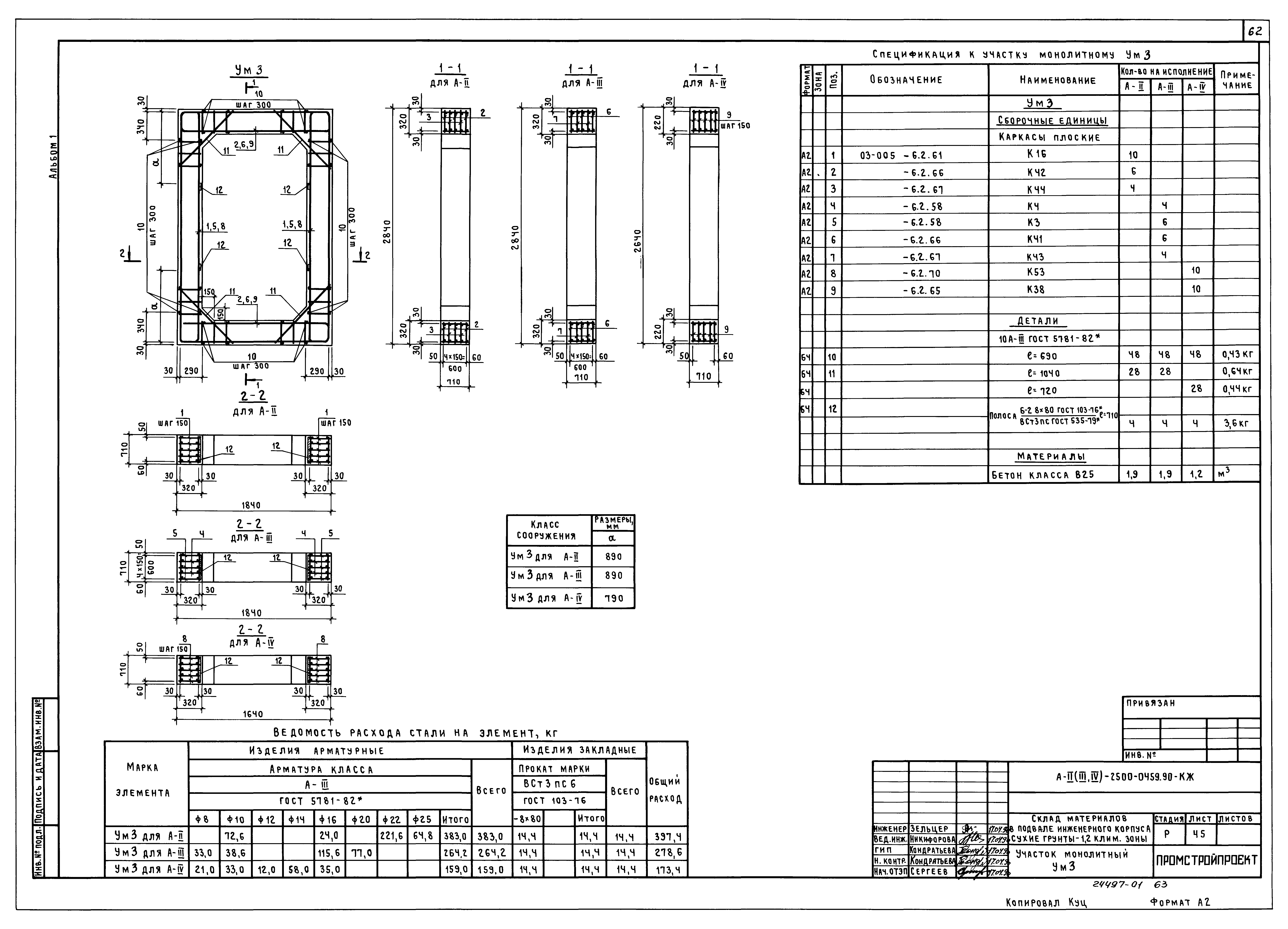 Типовые проектные решения А-II(III,IV)-2500-0459.90