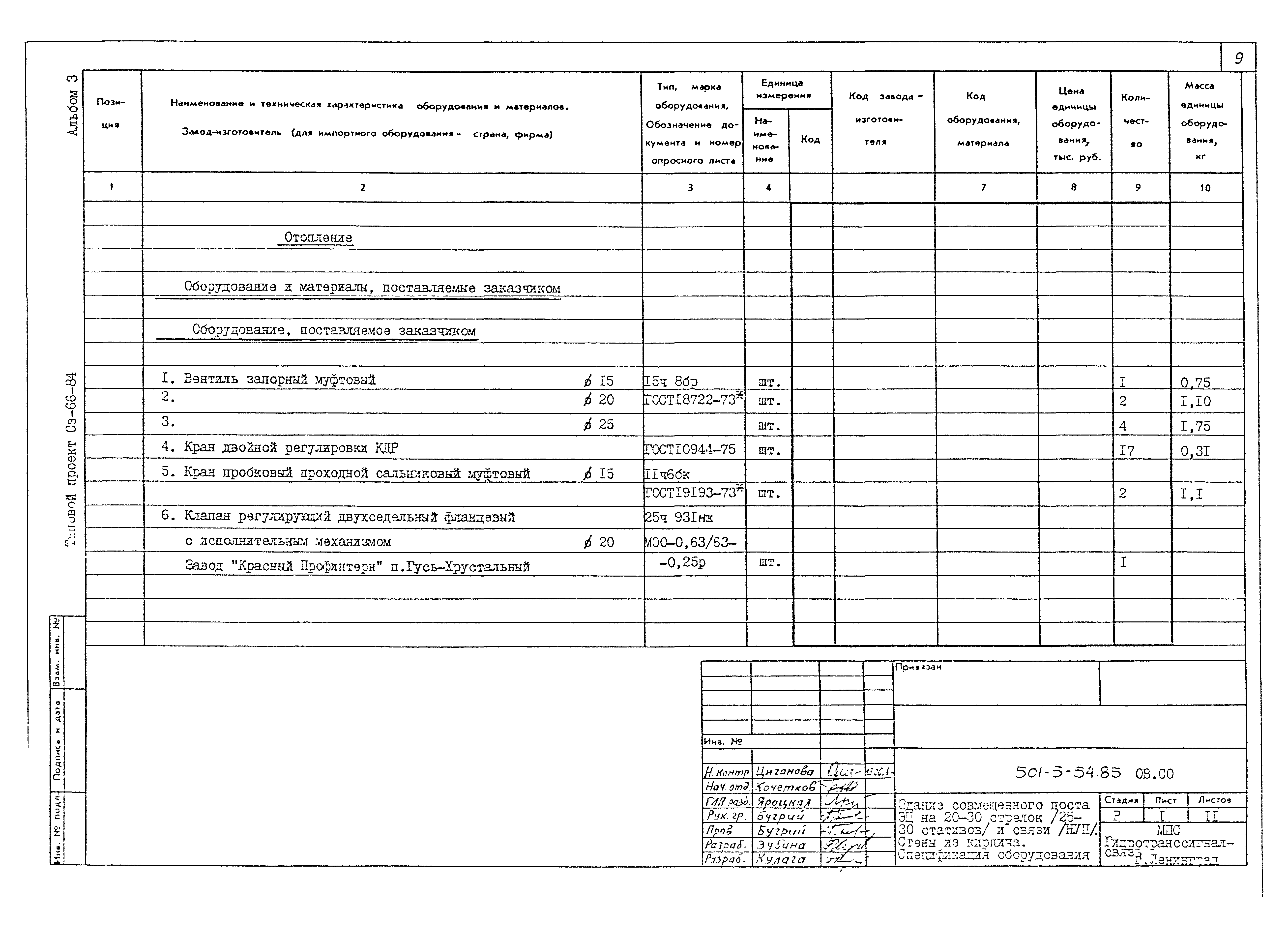 Типовой проект 501-5-54.85