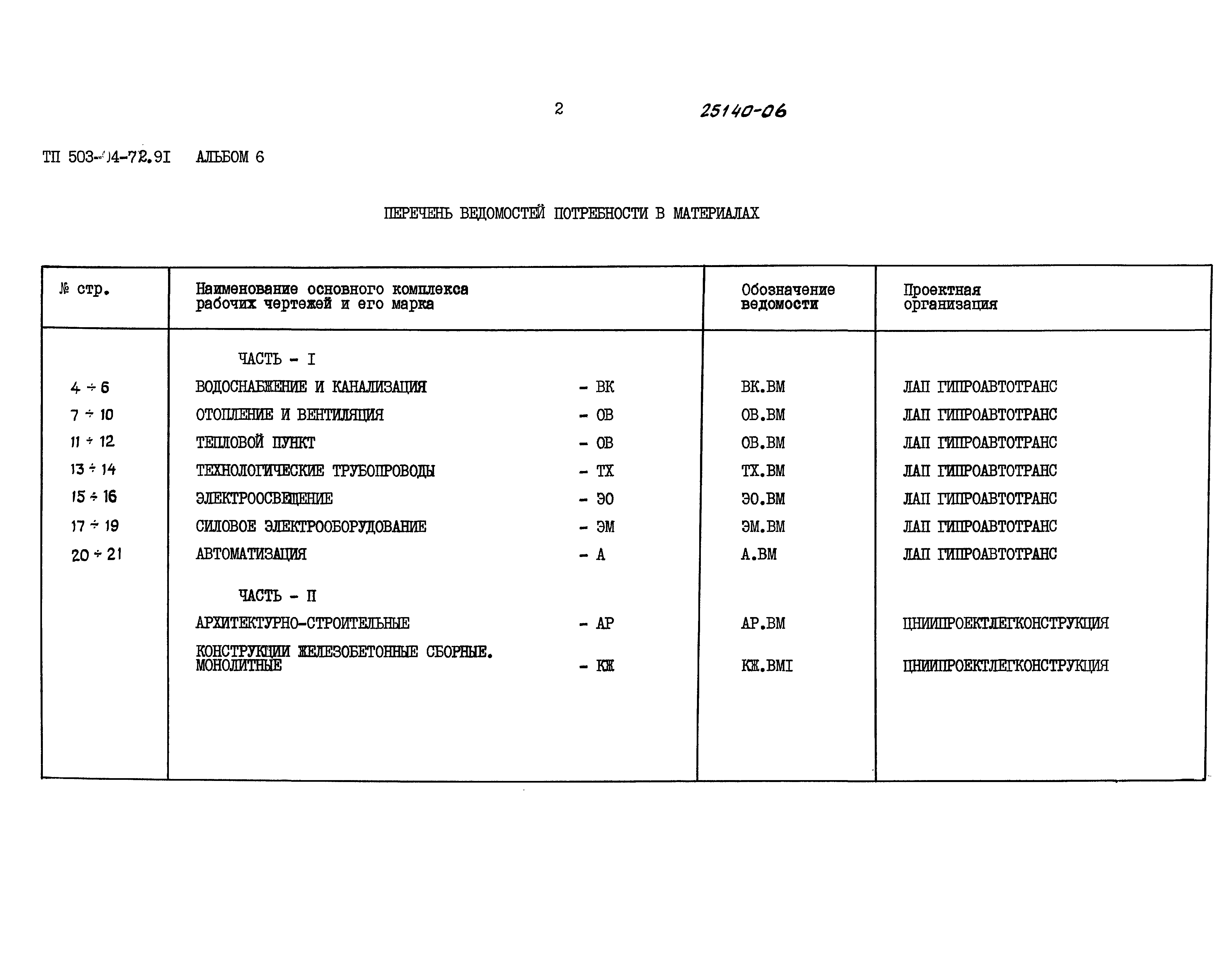 Типовой проект 503-4-72.91