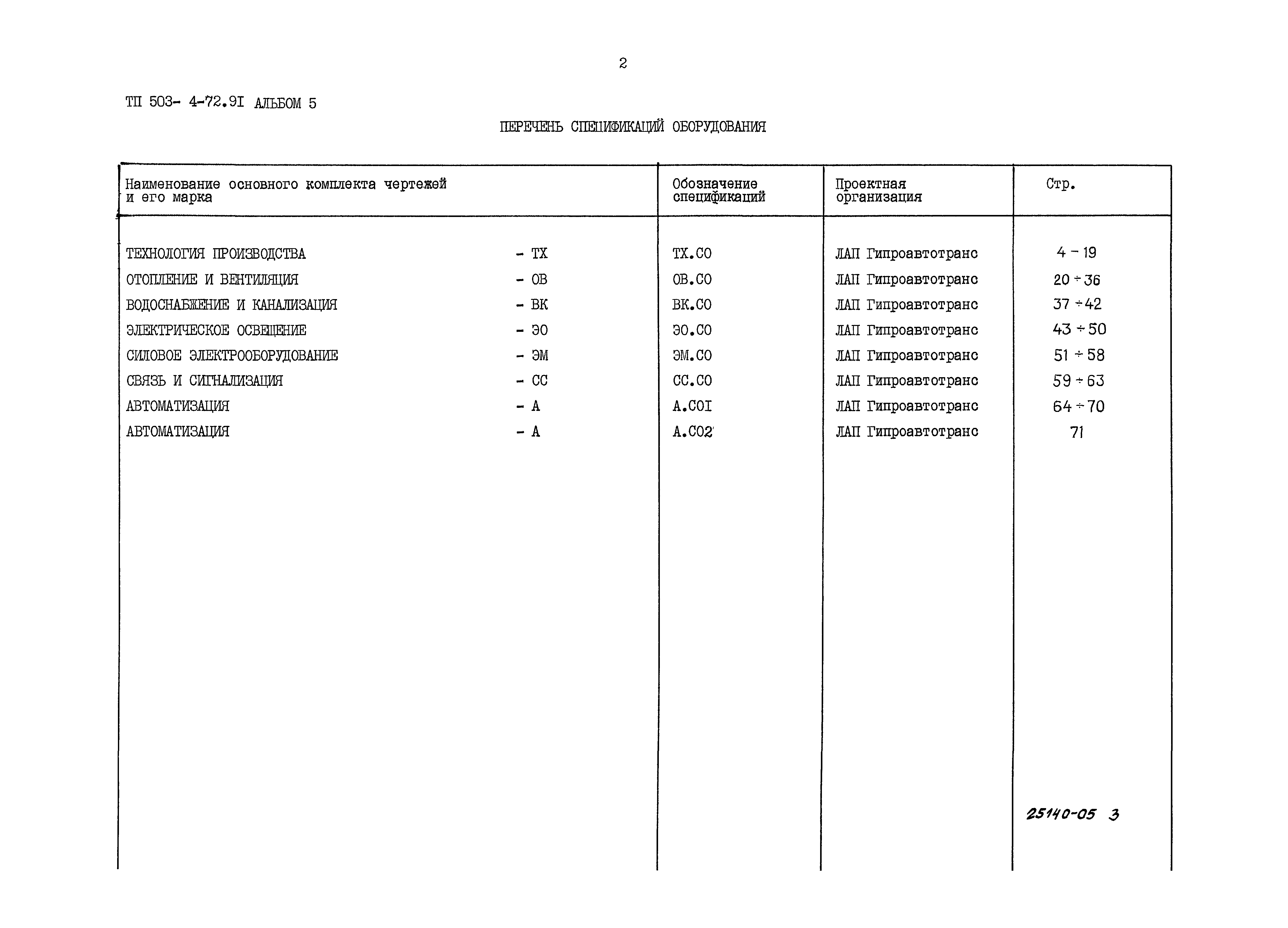 Типовой проект 503-4-72.91