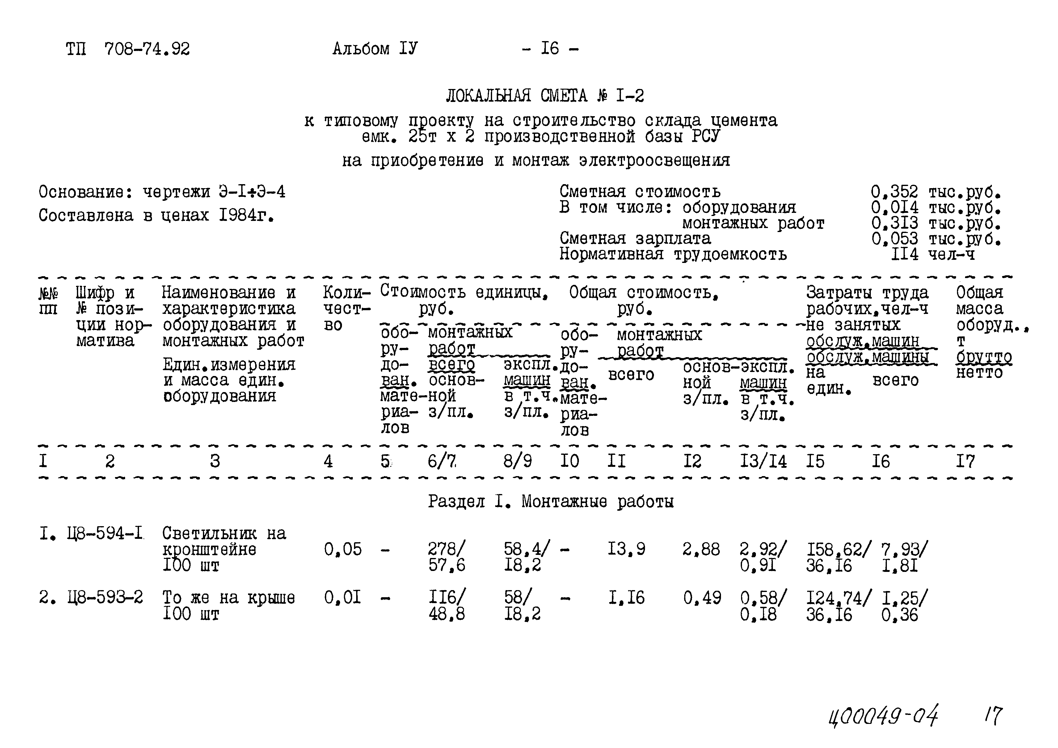 Типовой проект 708-74.92