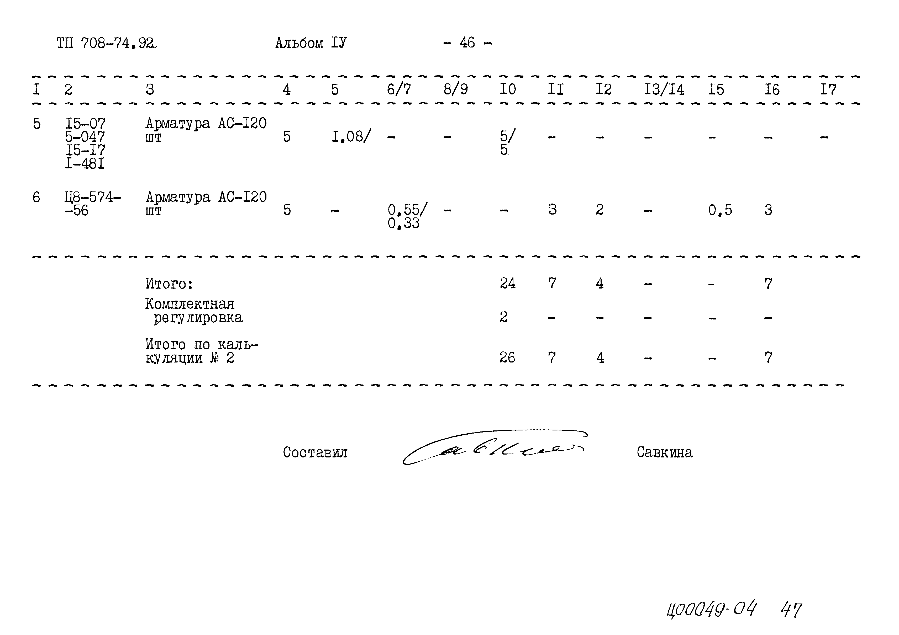 Типовой проект 708-74.92