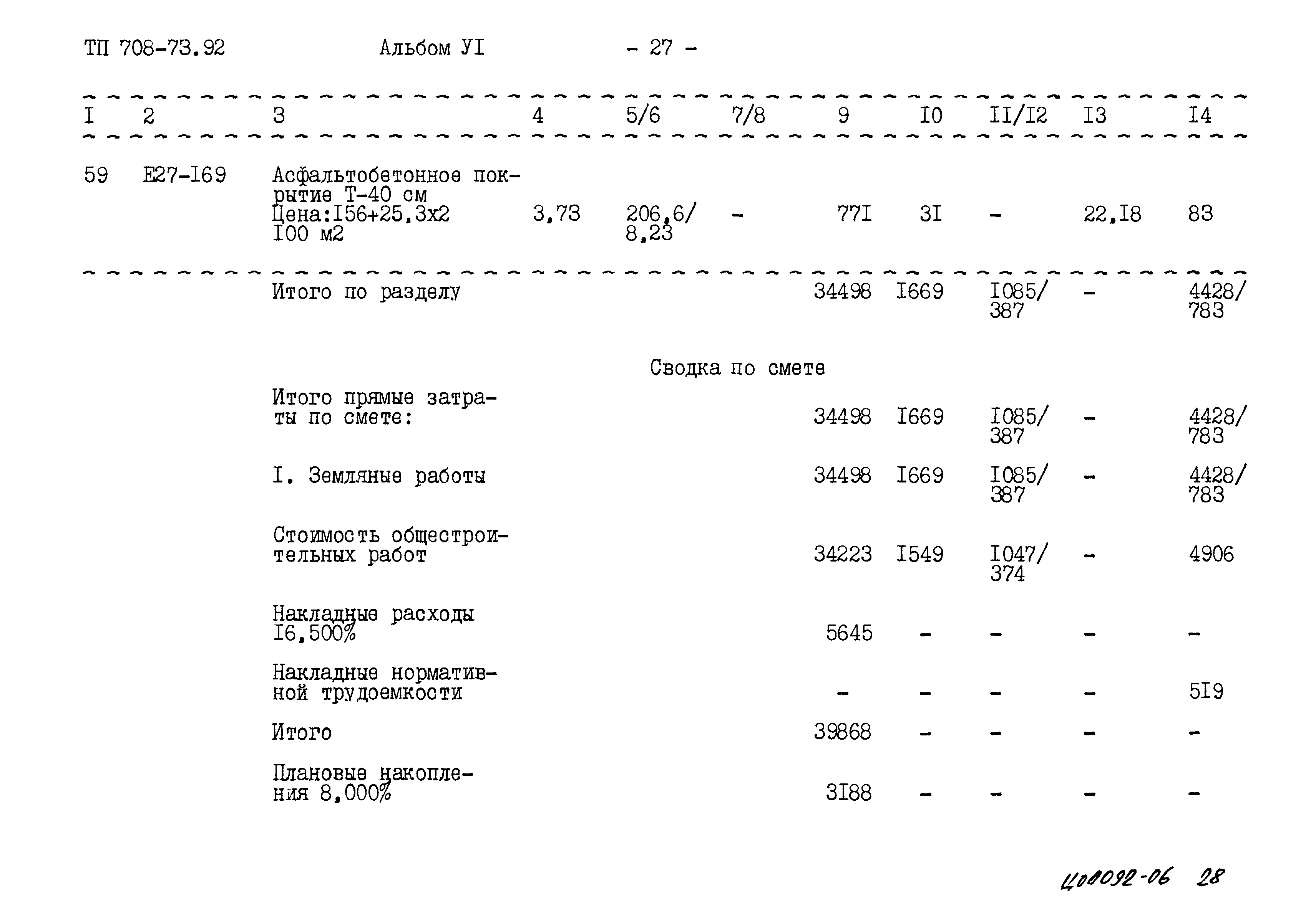 Типовой проект 708-73.92