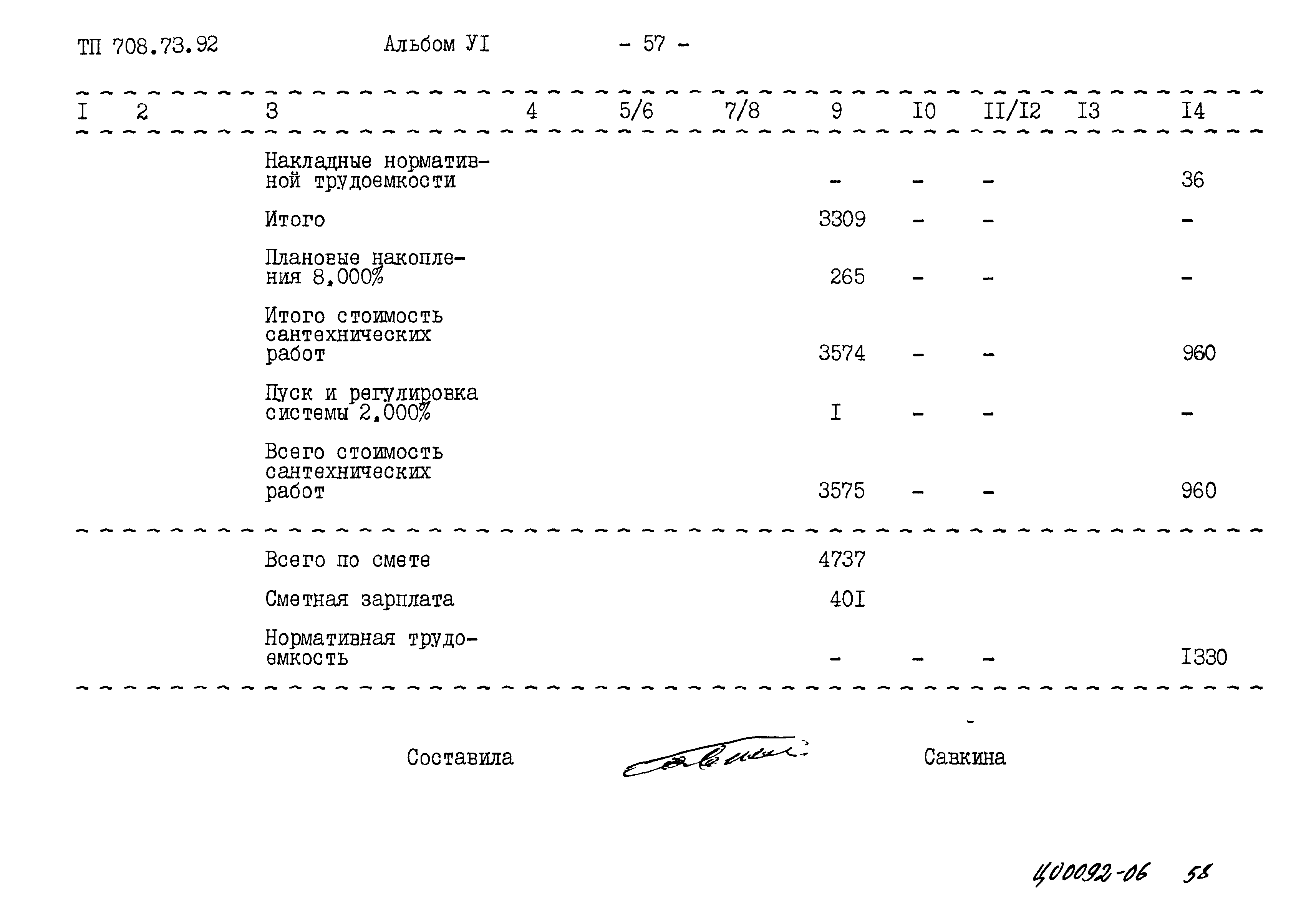 Типовой проект 708-73.92