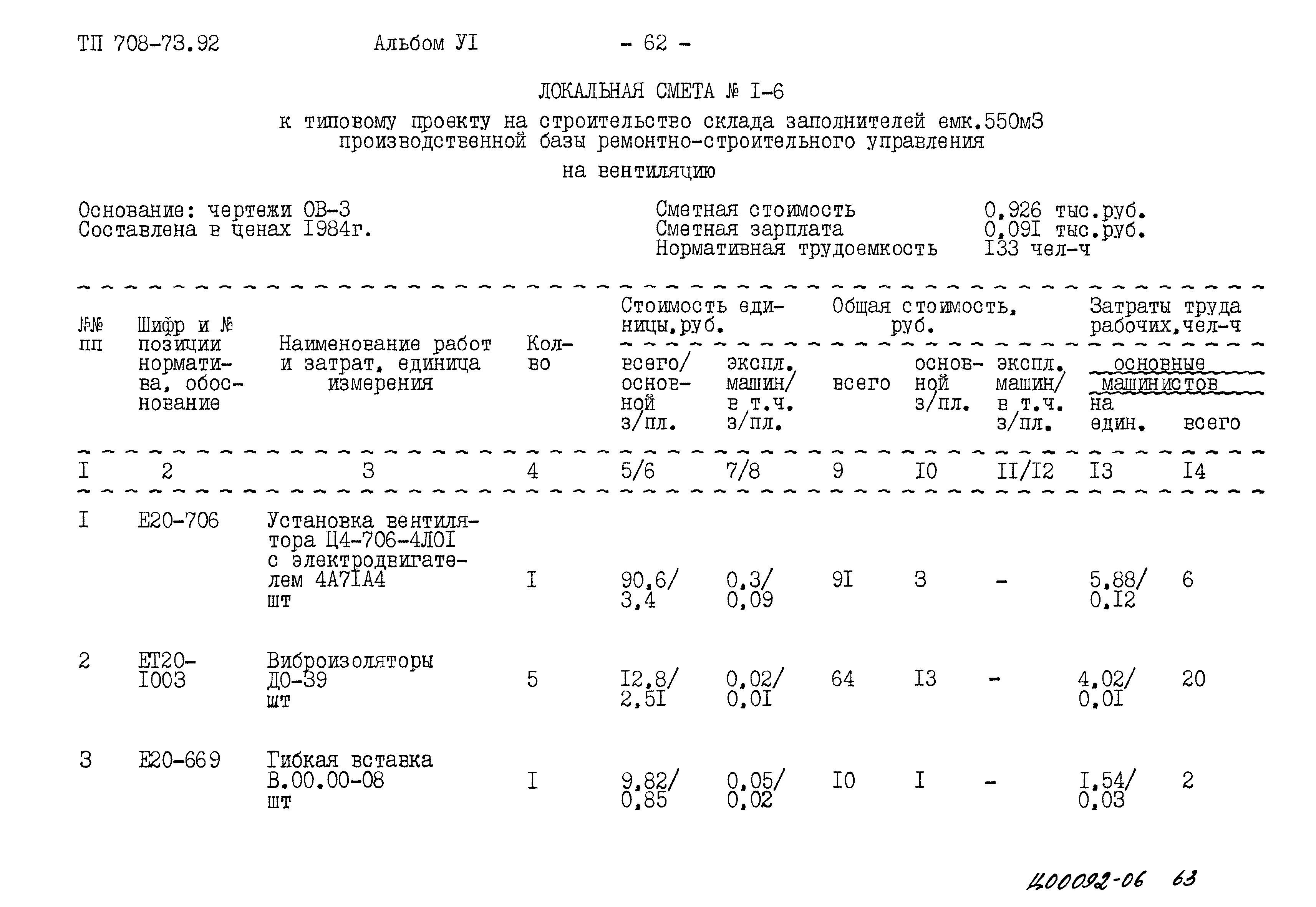 Типовой проект 708-73.92
