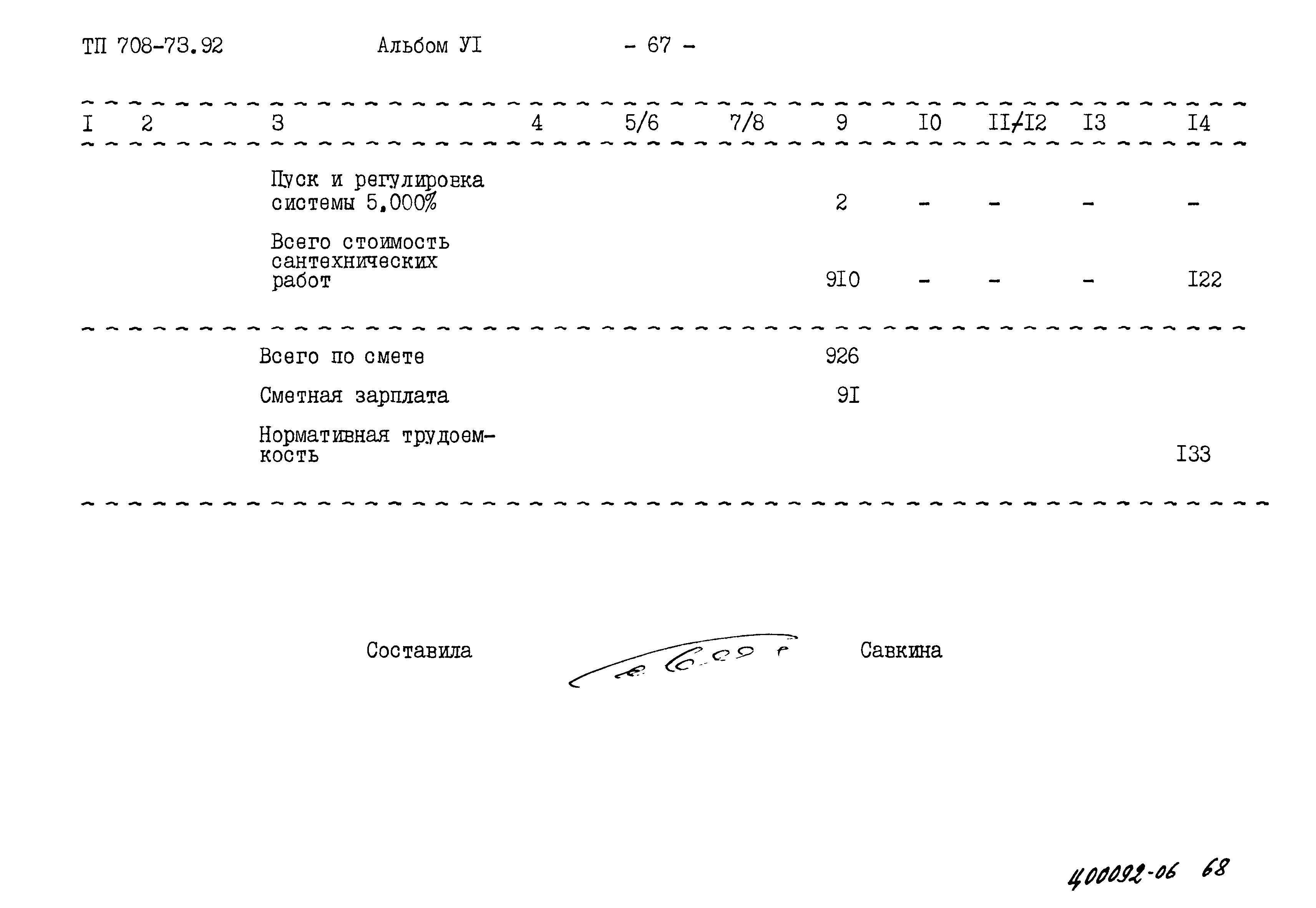 Типовой проект 708-73.92