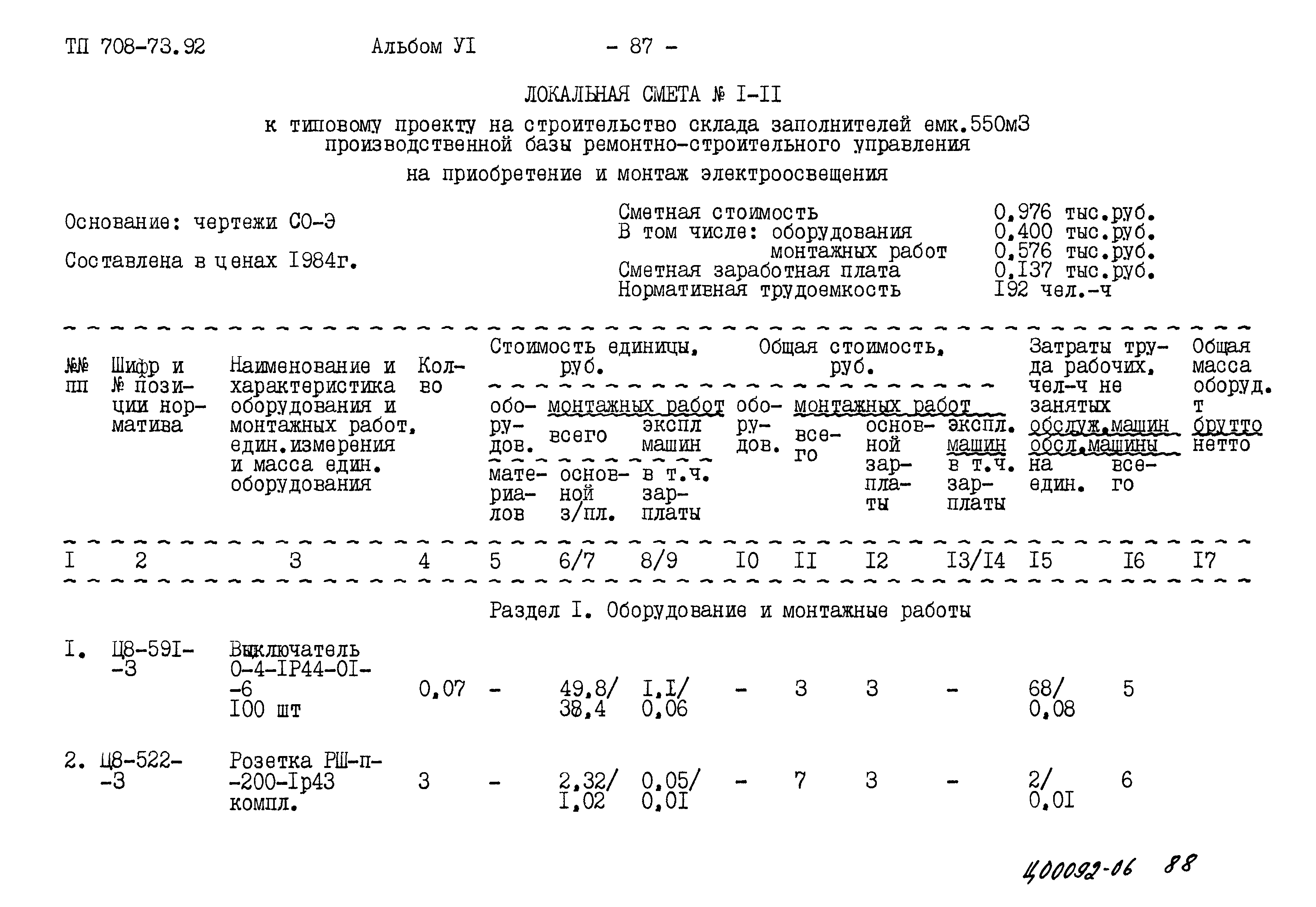 Типовой проект 708-73.92