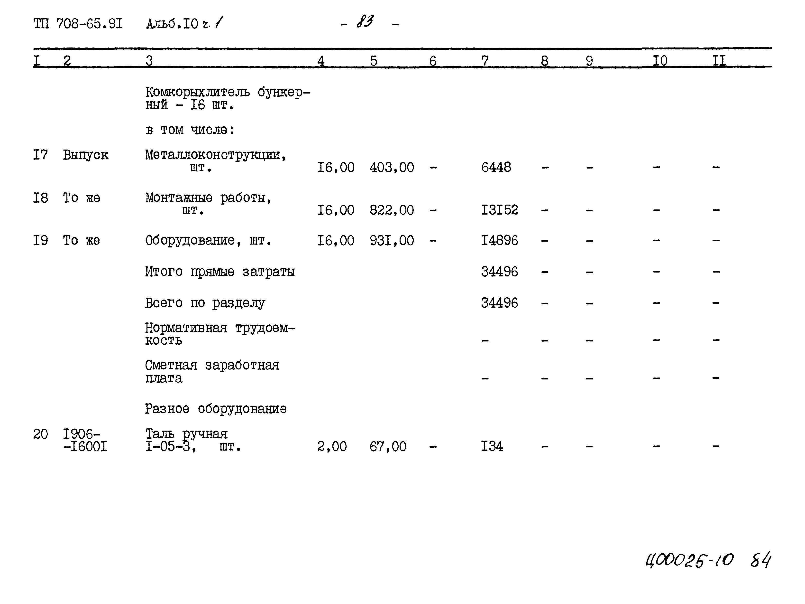 Типовой проект 708-65.91