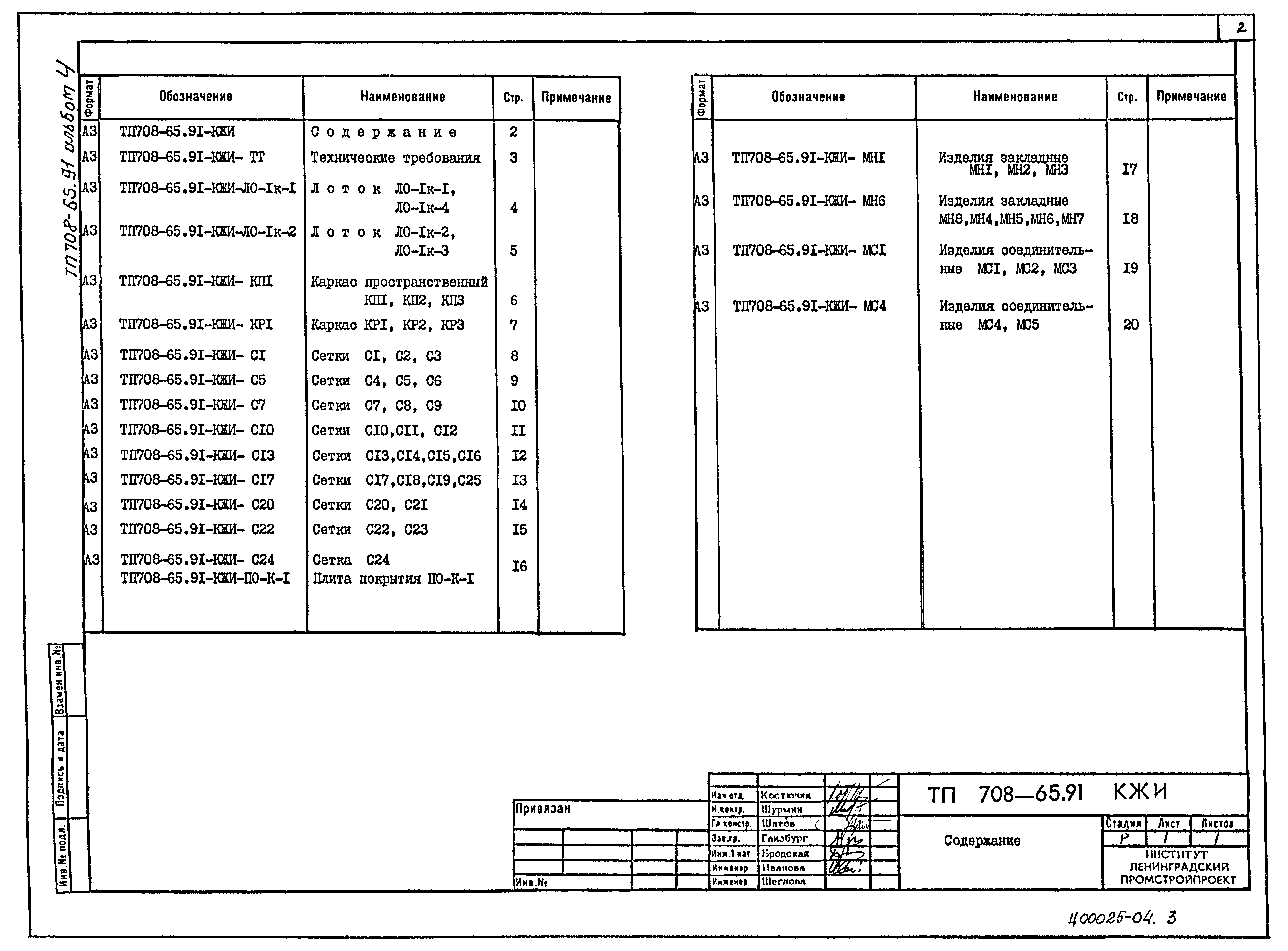 Типовой проект 708-65.91
