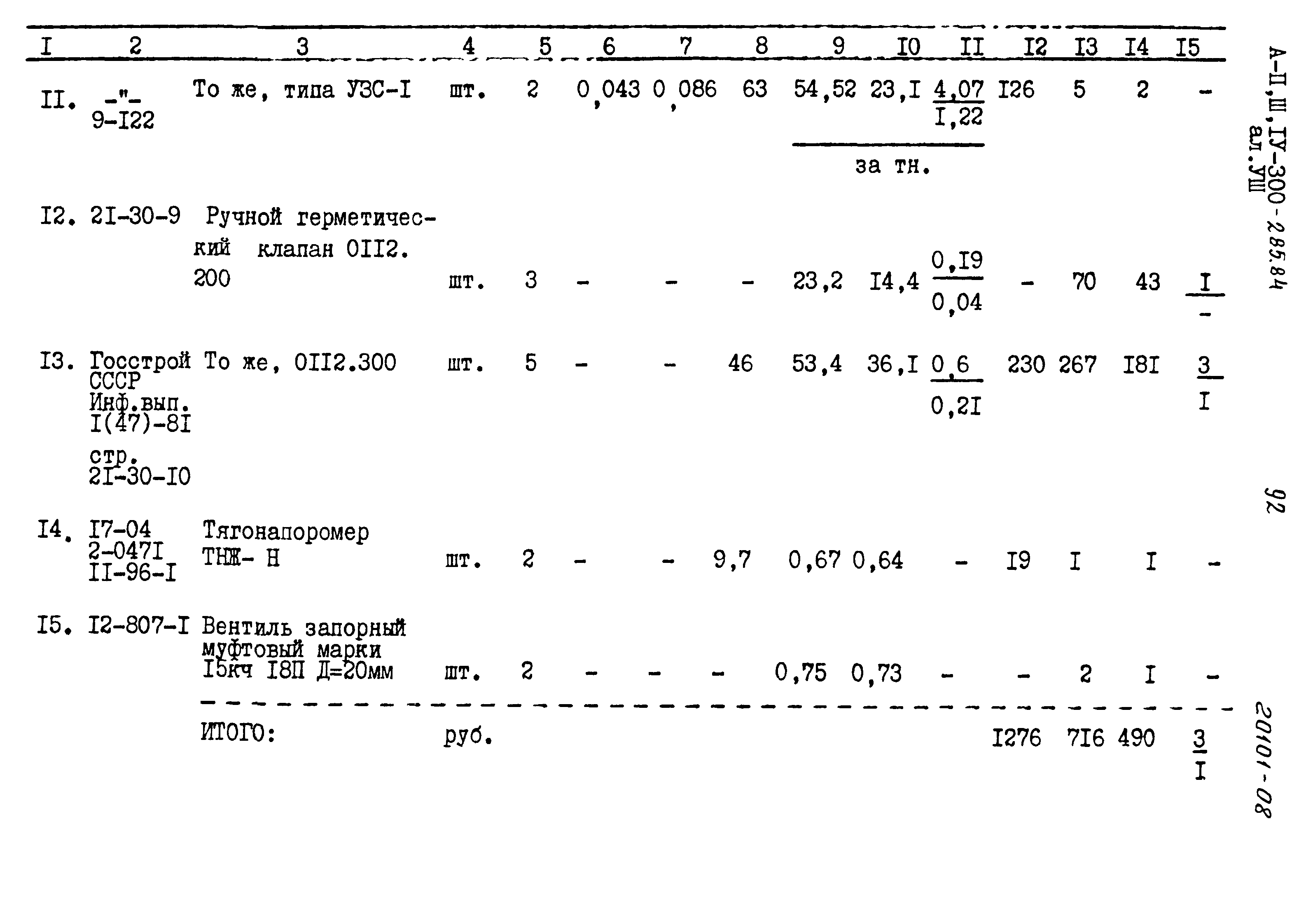 Типовой проект А-II,III,IV-300-285.84