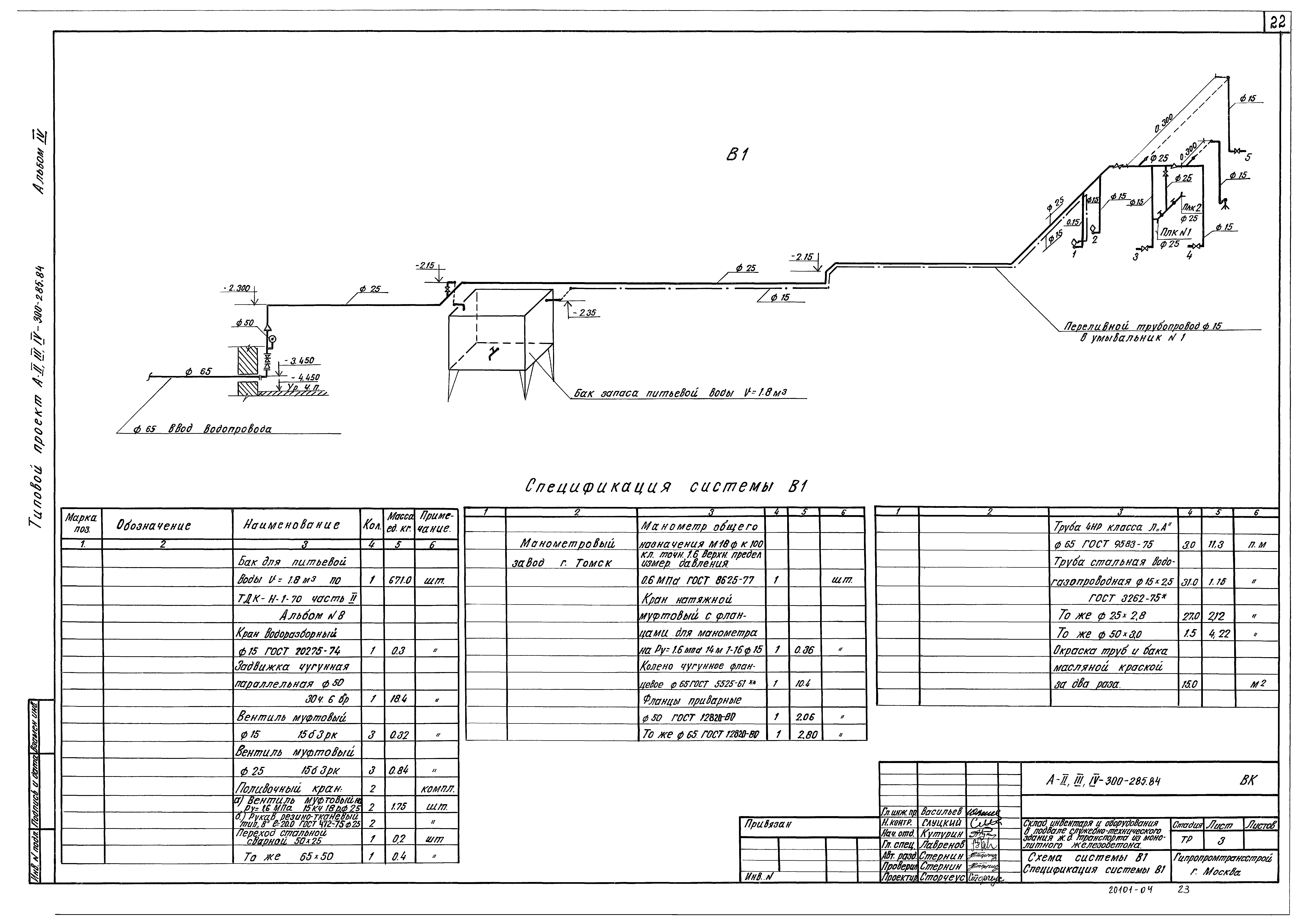 Типовой проект А-II,III,IV-300-285.84