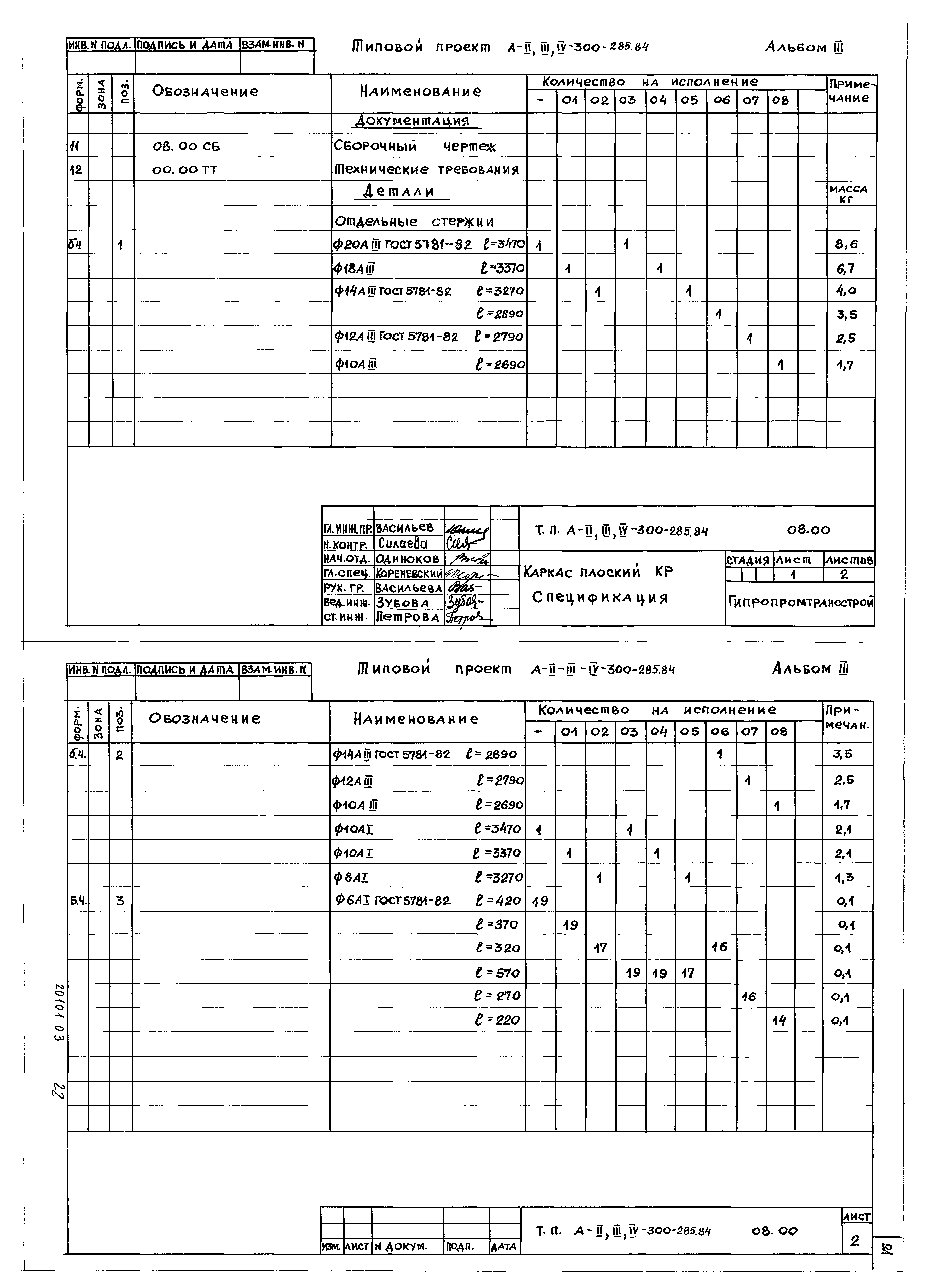 Типовой проект А-II,III,IV-300-285.84