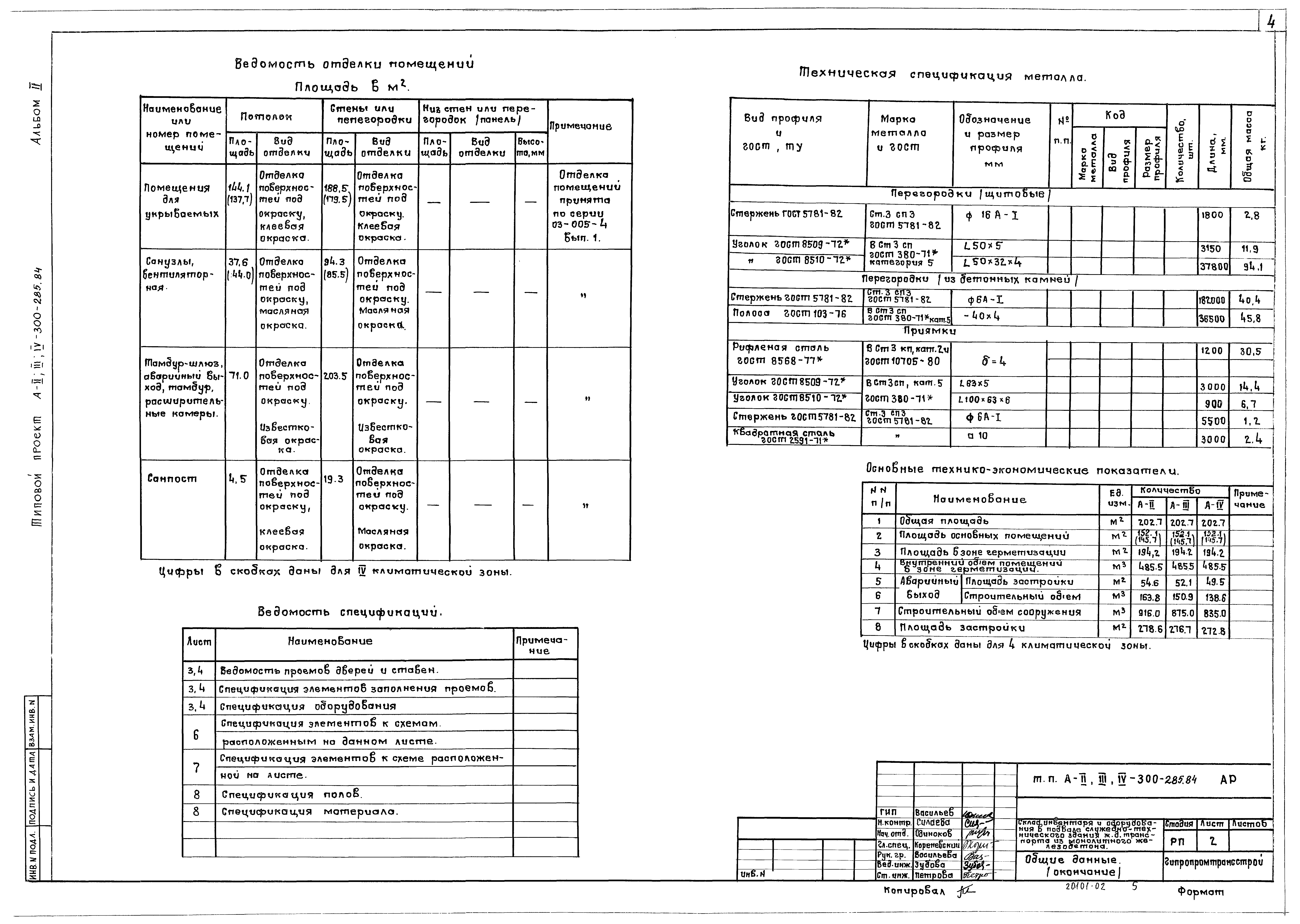 Типовой проект А-II,III,IV-300-285.84