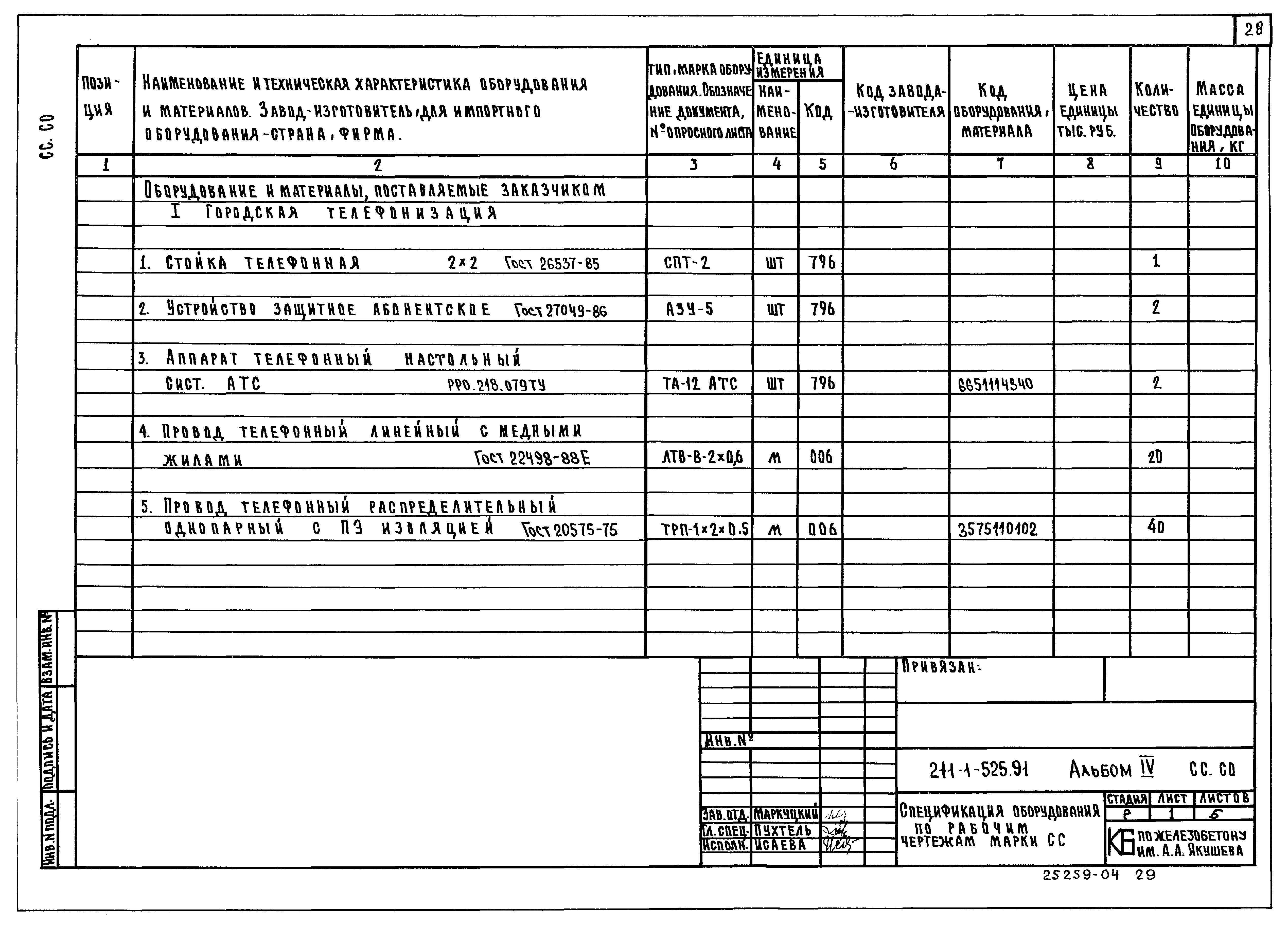 Типовой проект 211-1-525.91