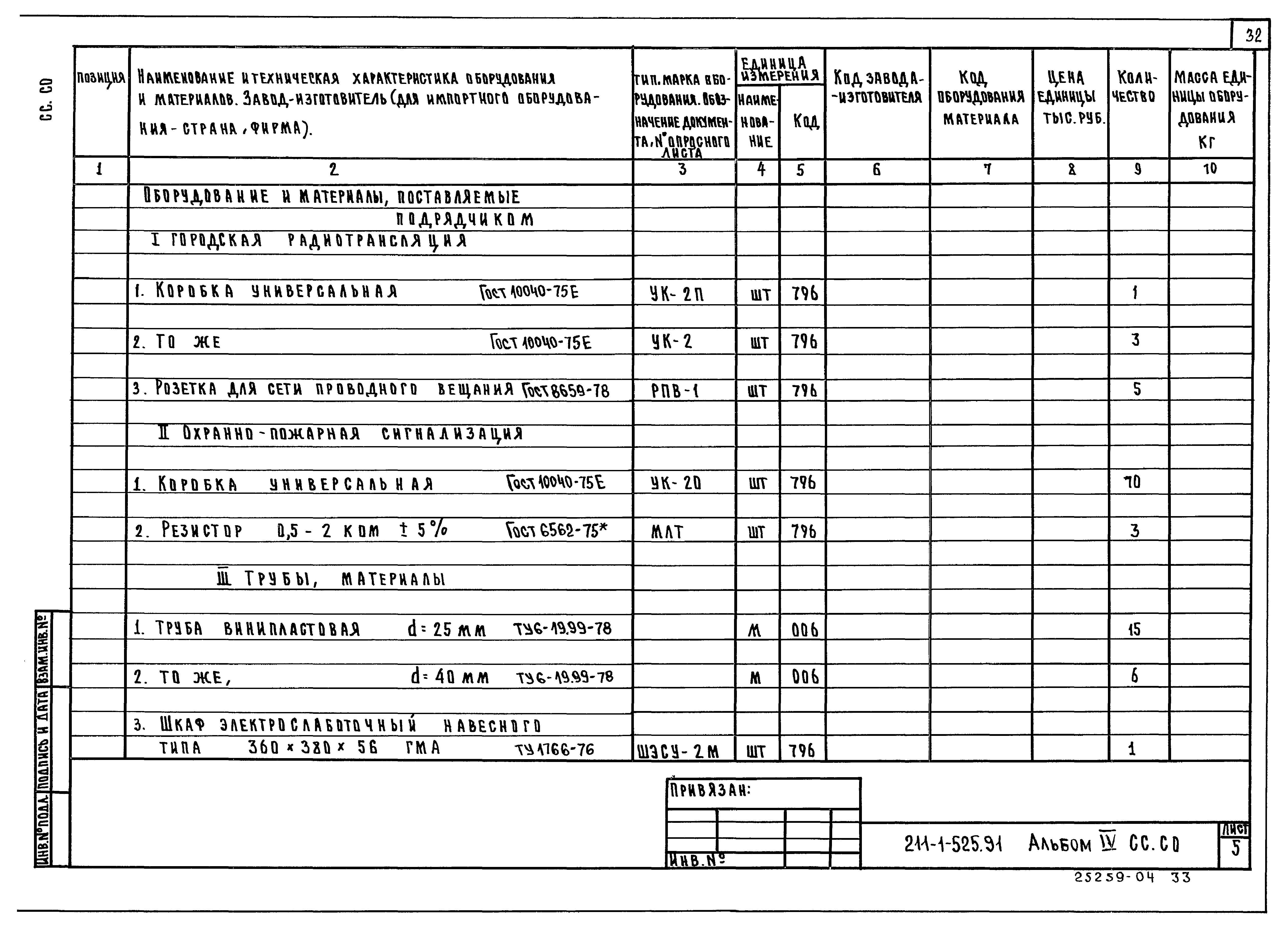 Типовой проект 211-1-525.91