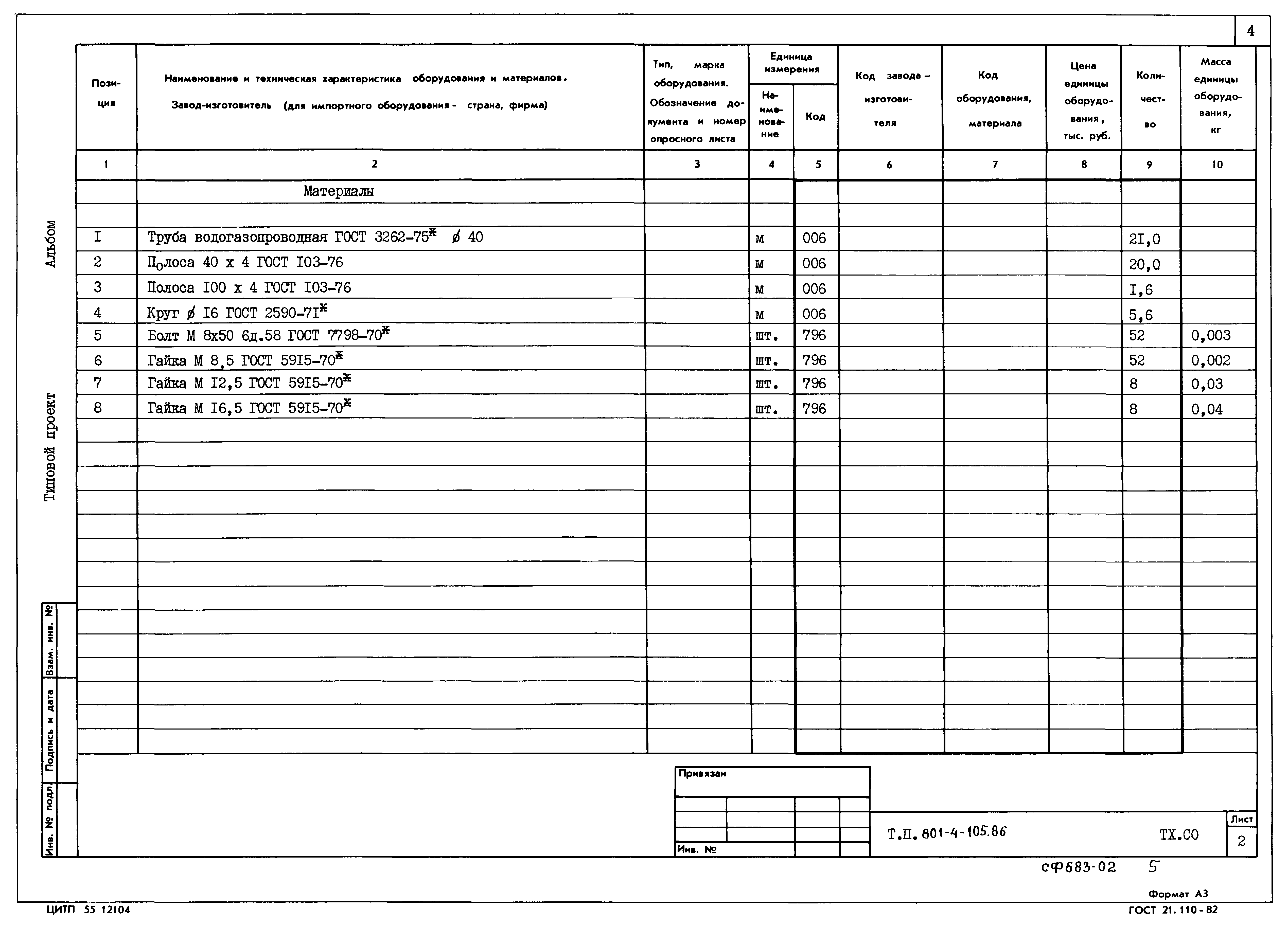 Типовой проект 801-4-105.86