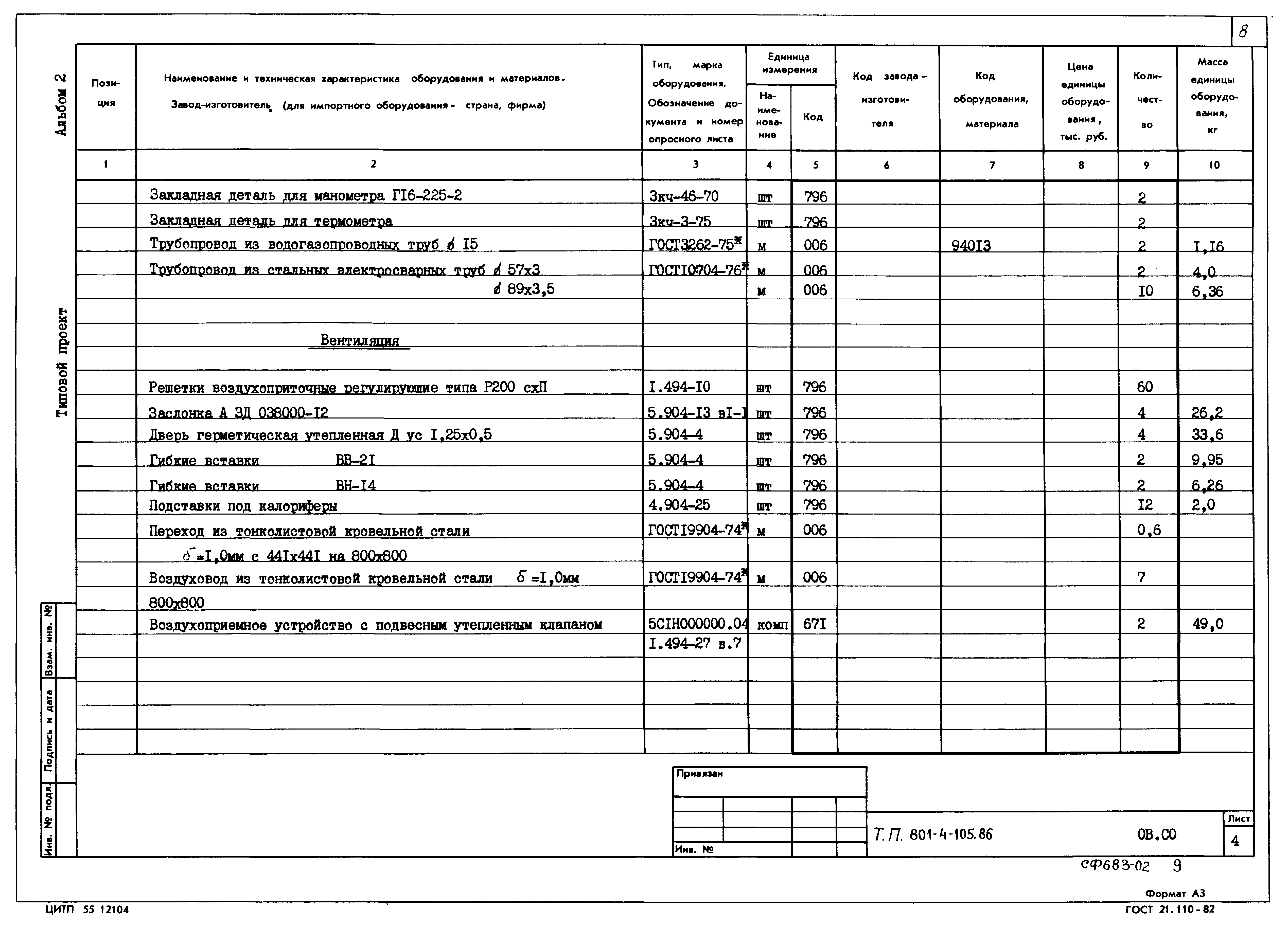 Типовой проект 801-4-105.86