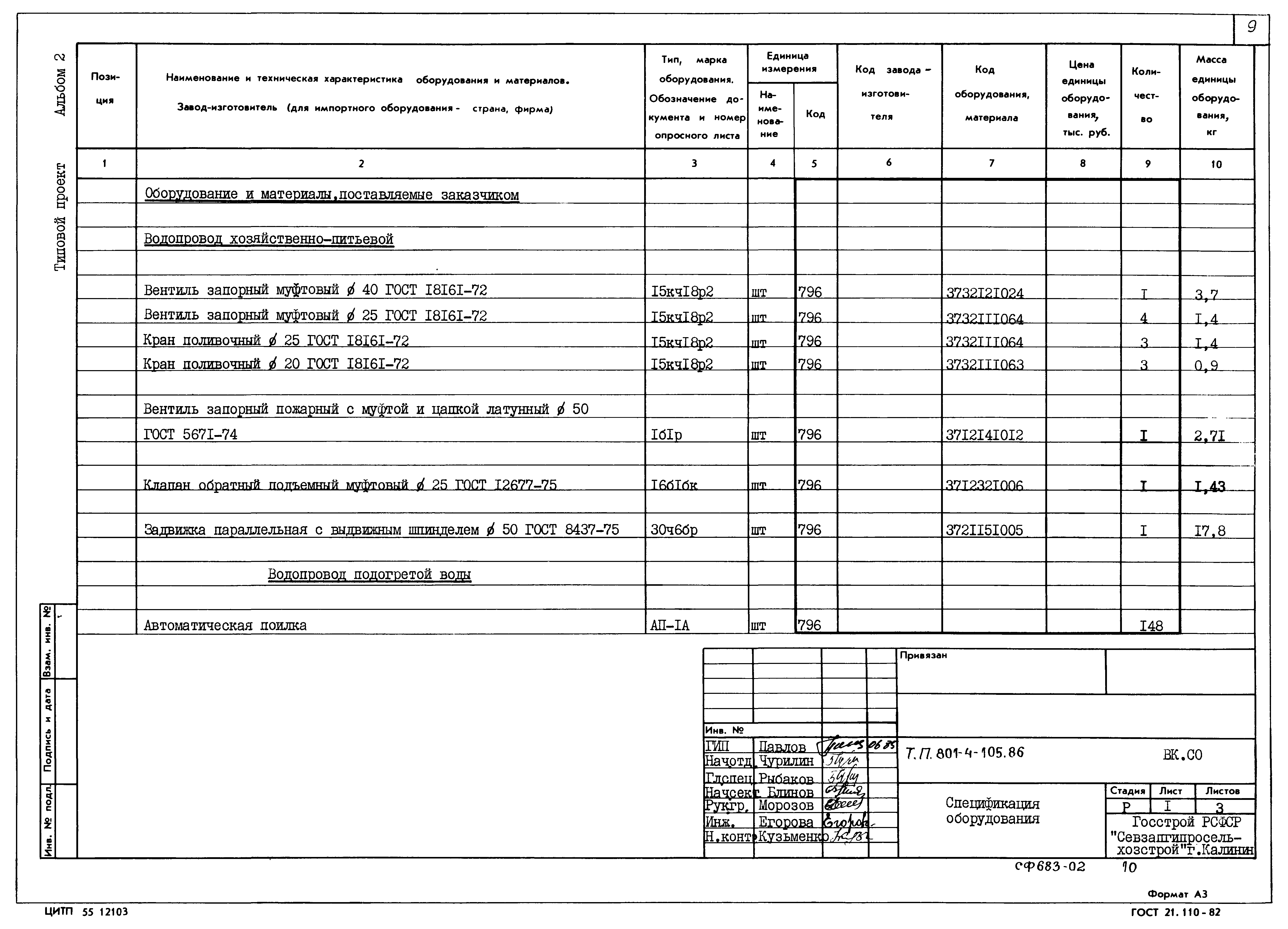 Типовой проект 801-4-105.86