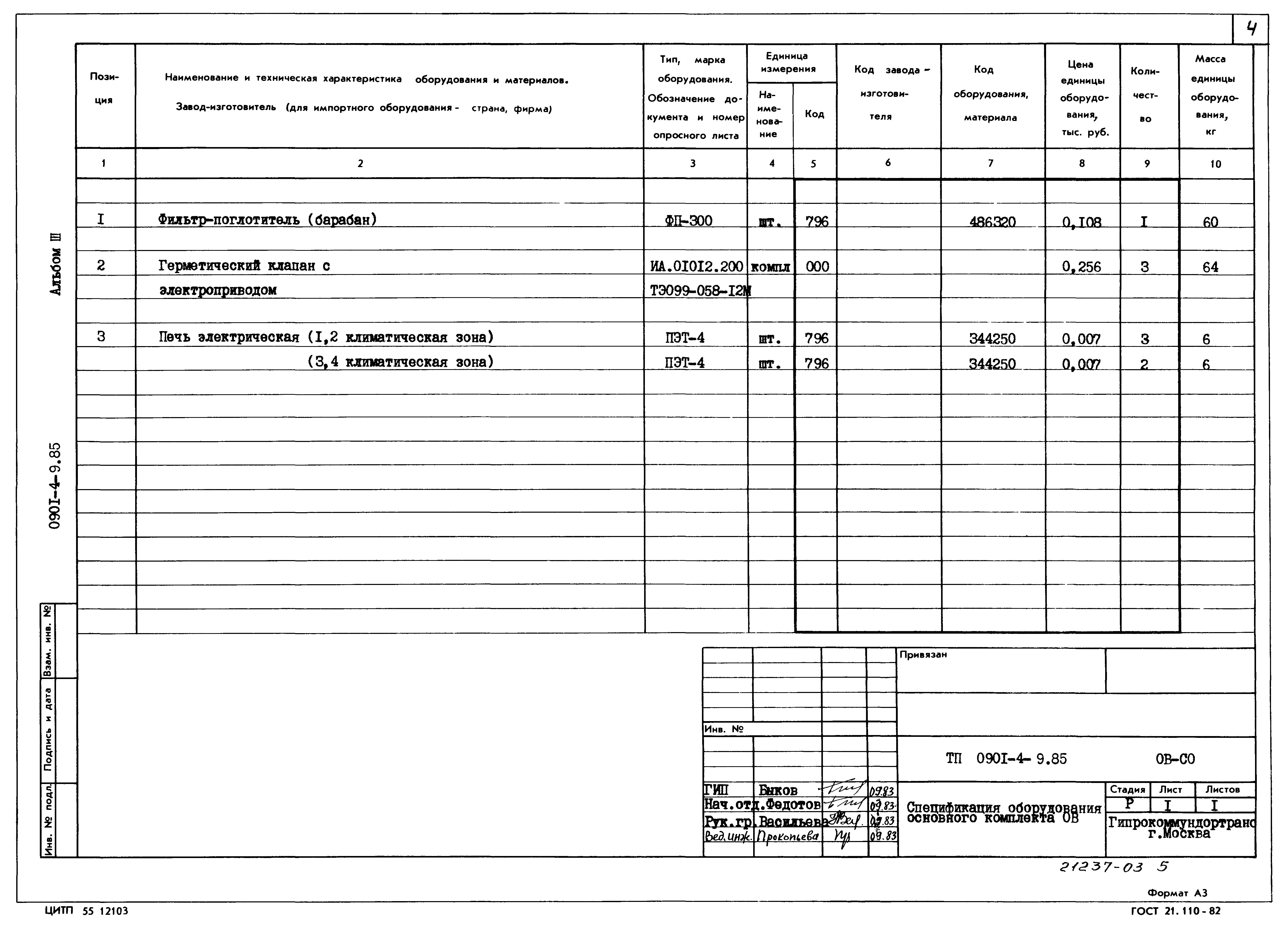 Типовой проект 0901-4-9.85