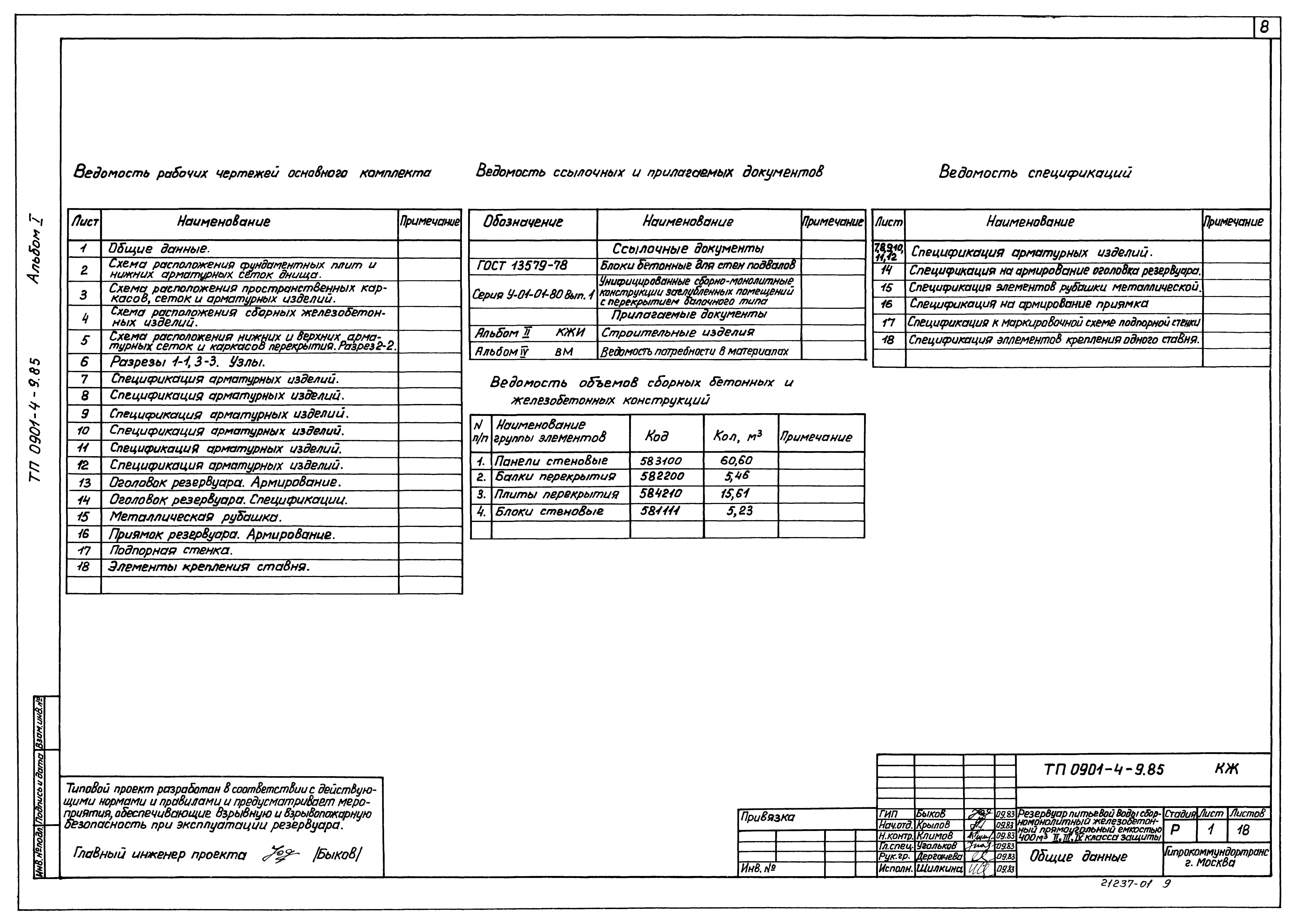 Типовой проект 0901-4-9.85