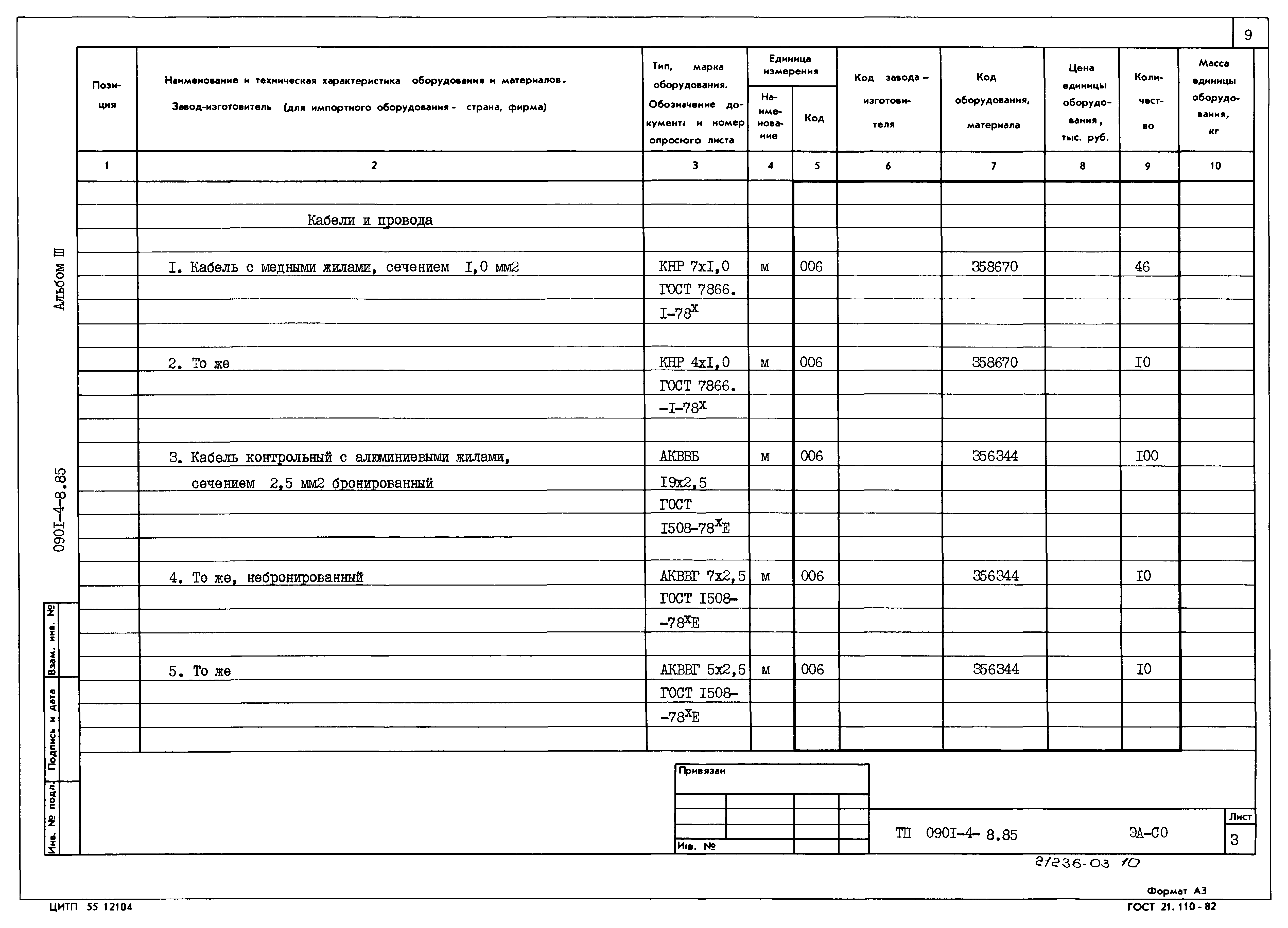 Типовой проект 0901-4-8.85
