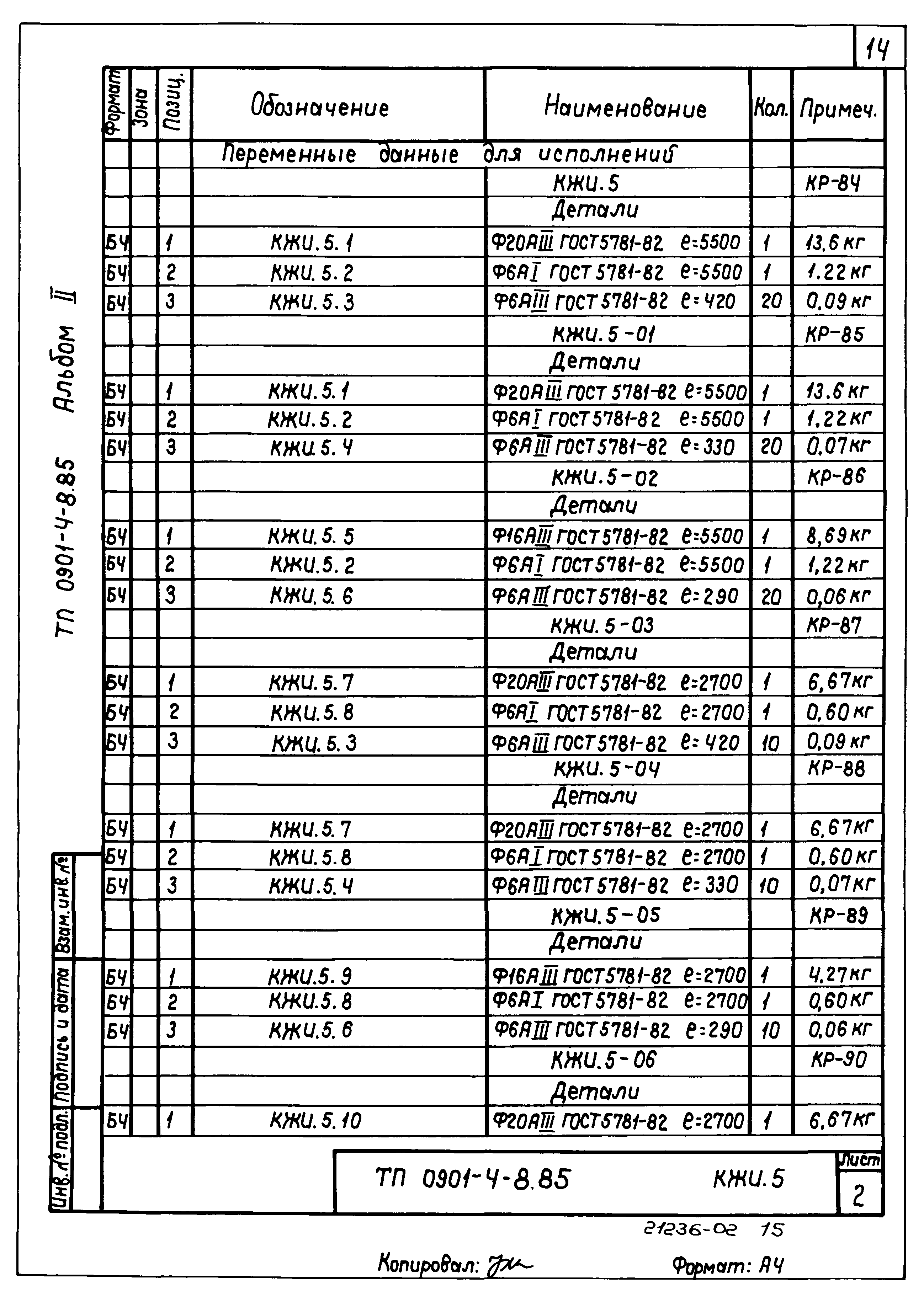 Типовой проект 0901-4-8.85