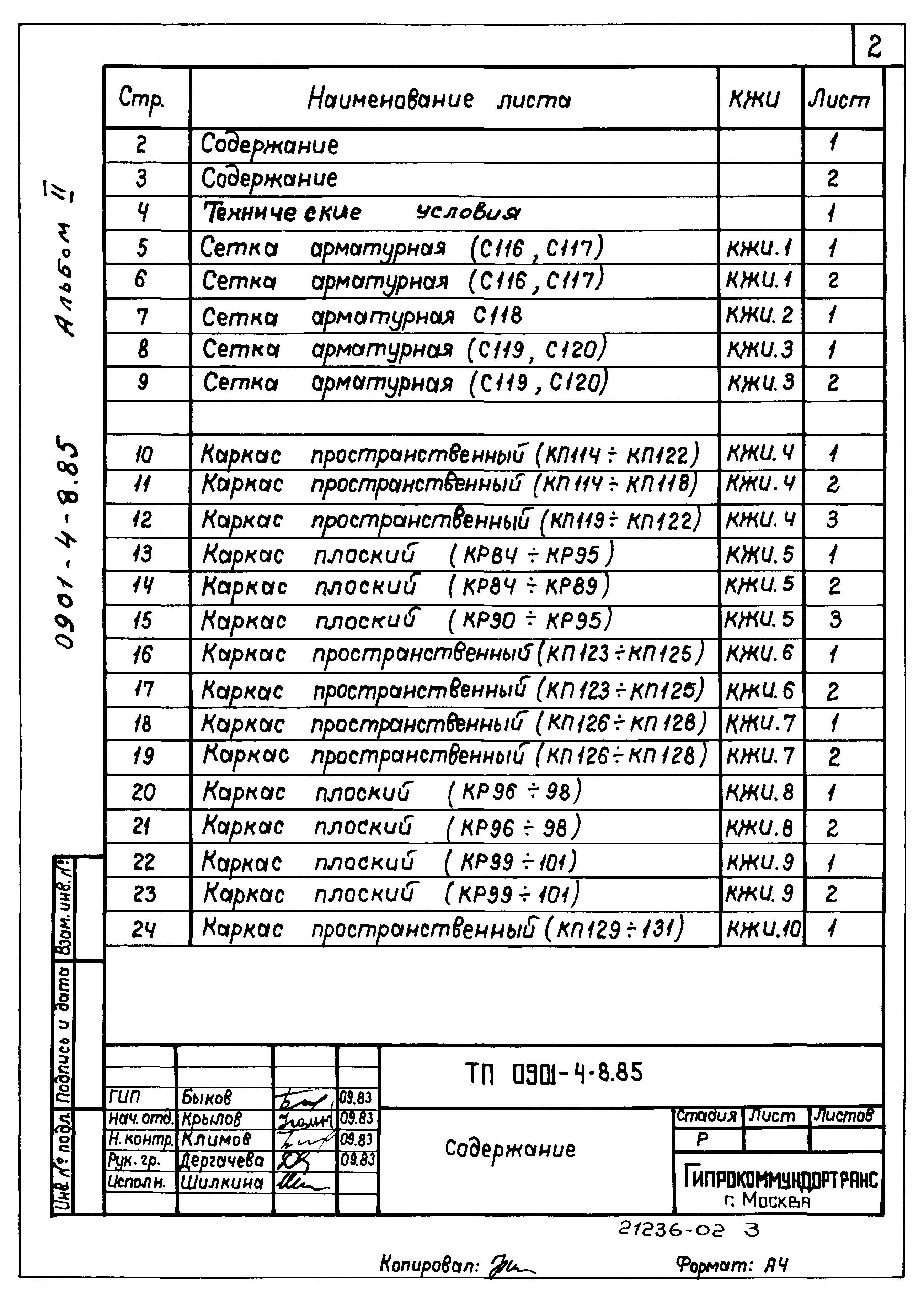 Типовой проект 0901-4-8.85