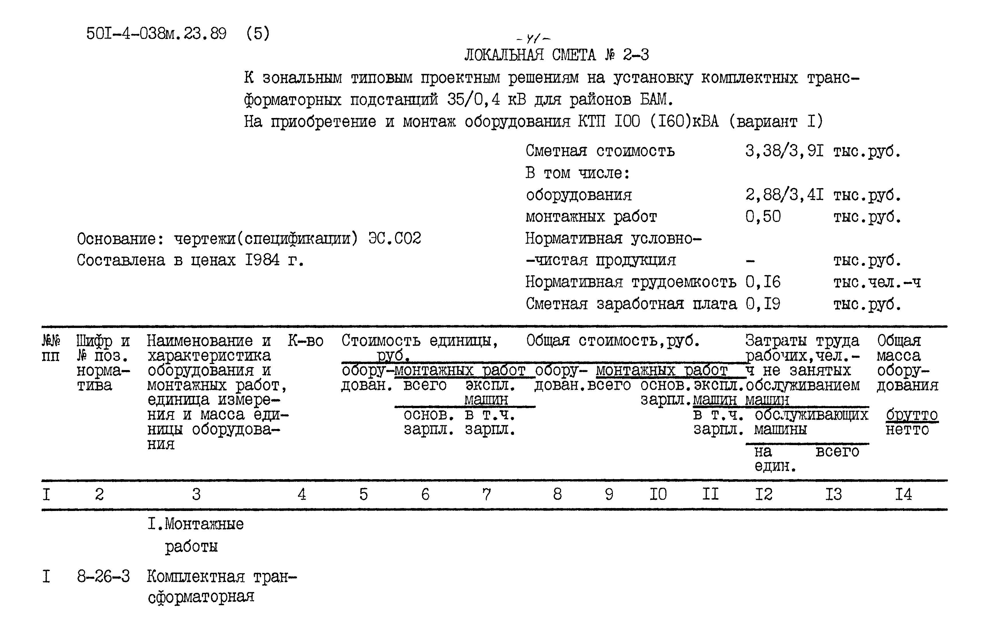 Типовые проектные решения 501-4-038м.23.89