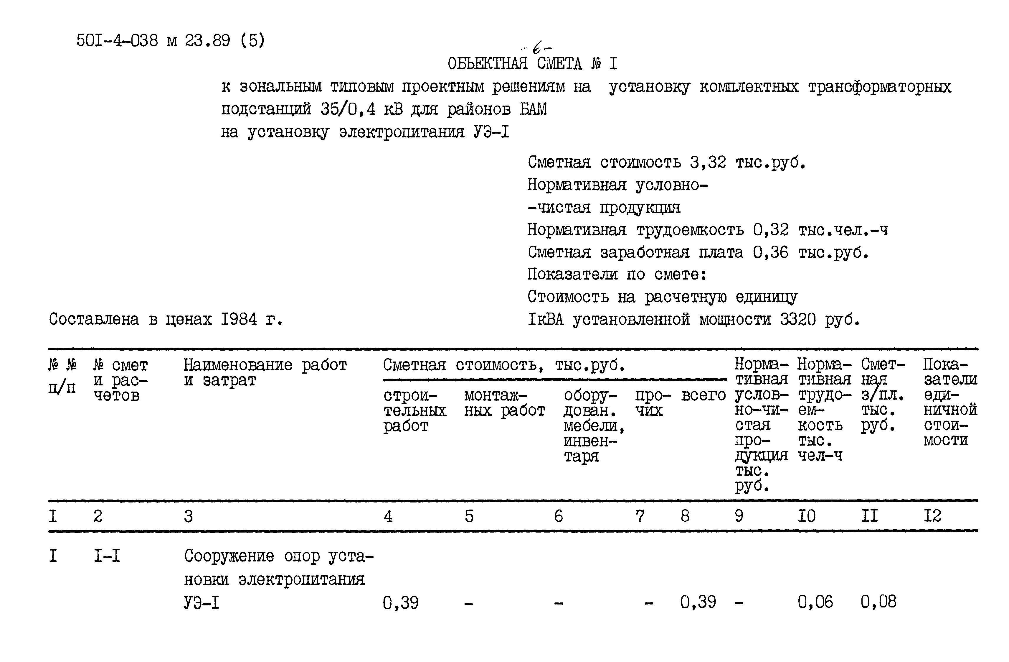 Типовые проектные решения 501-4-038м.23.89