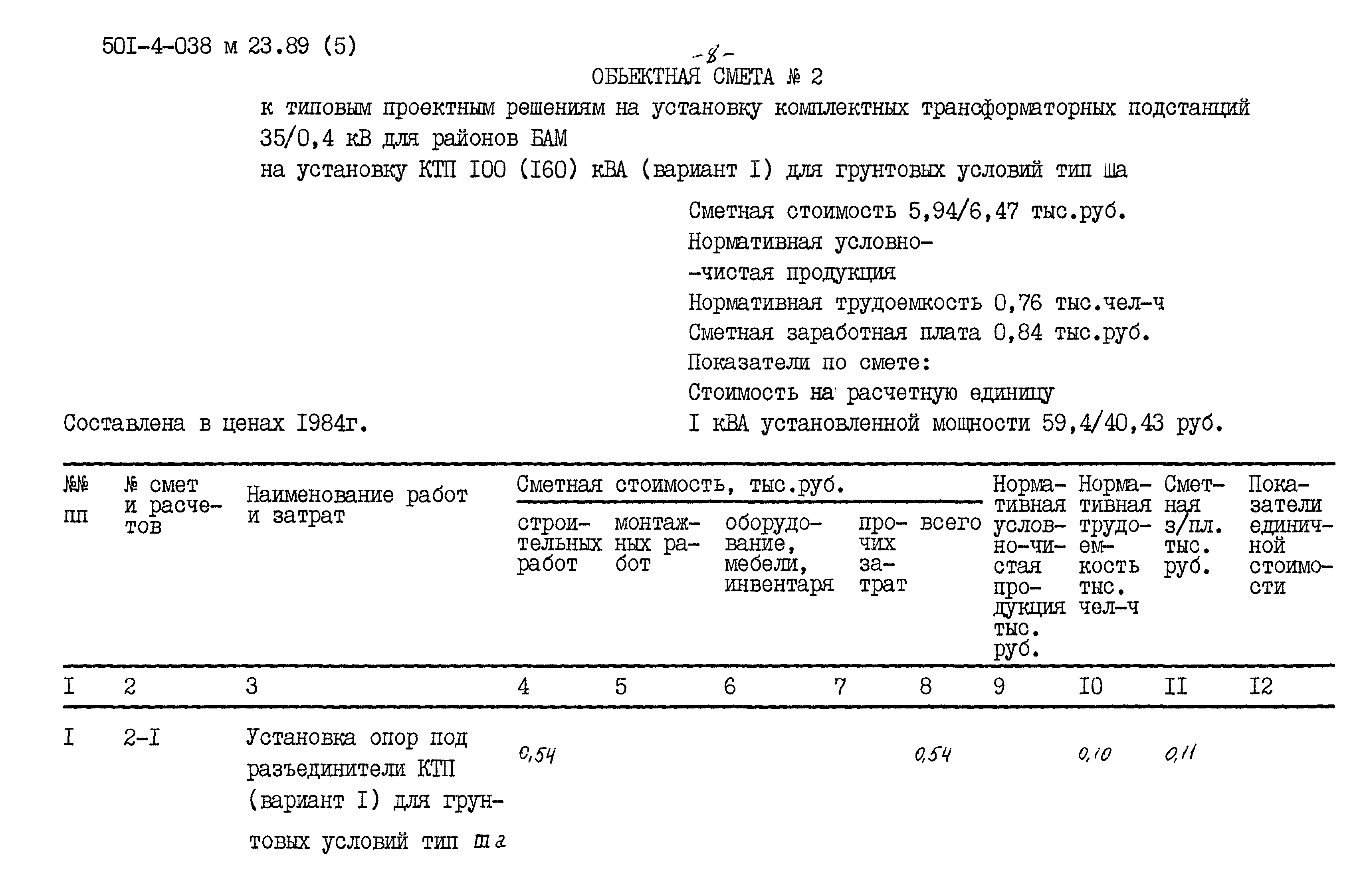 Типовые проектные решения 501-4-038м.23.89